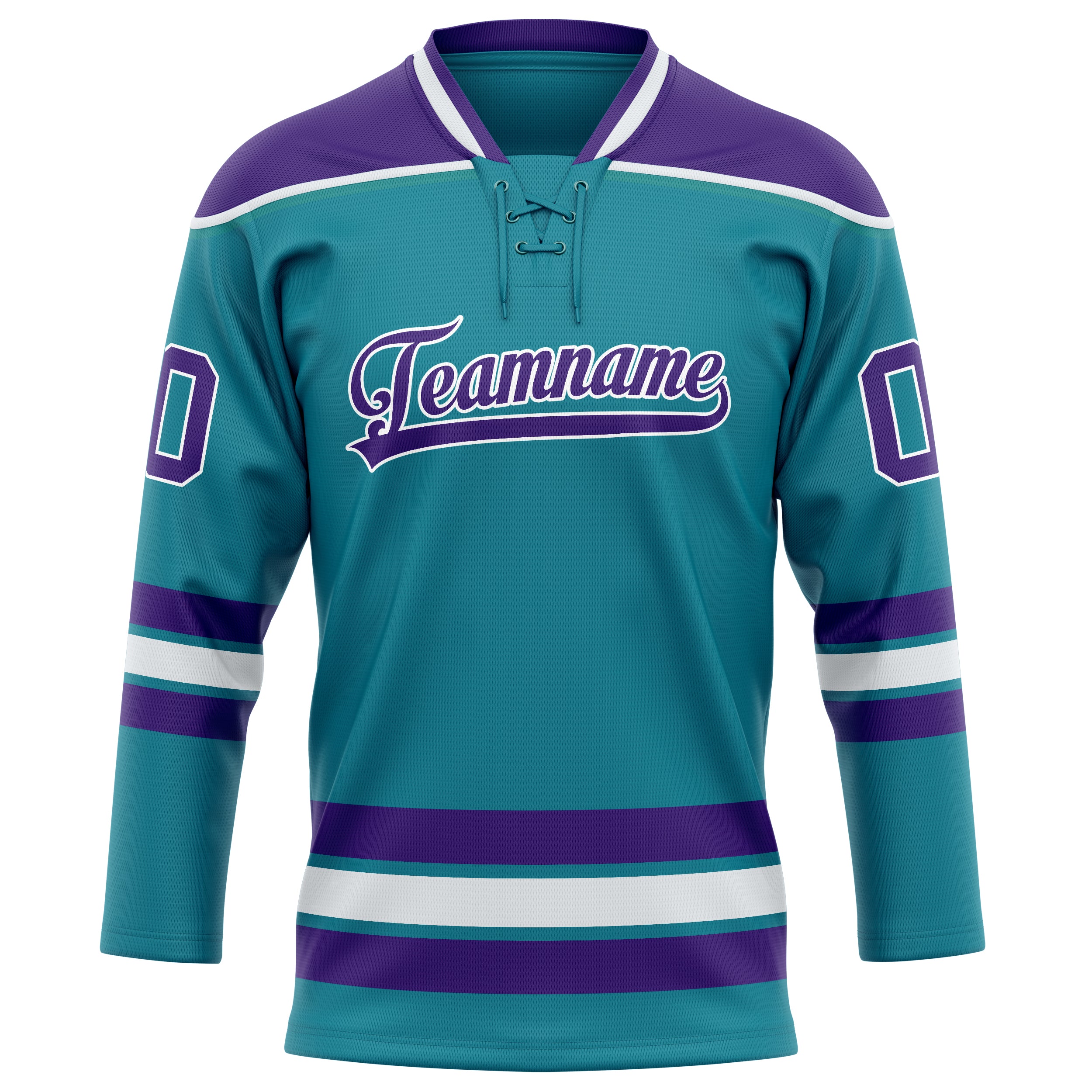 Personalized Teal & Purple Solid Colour Hockey Jersey