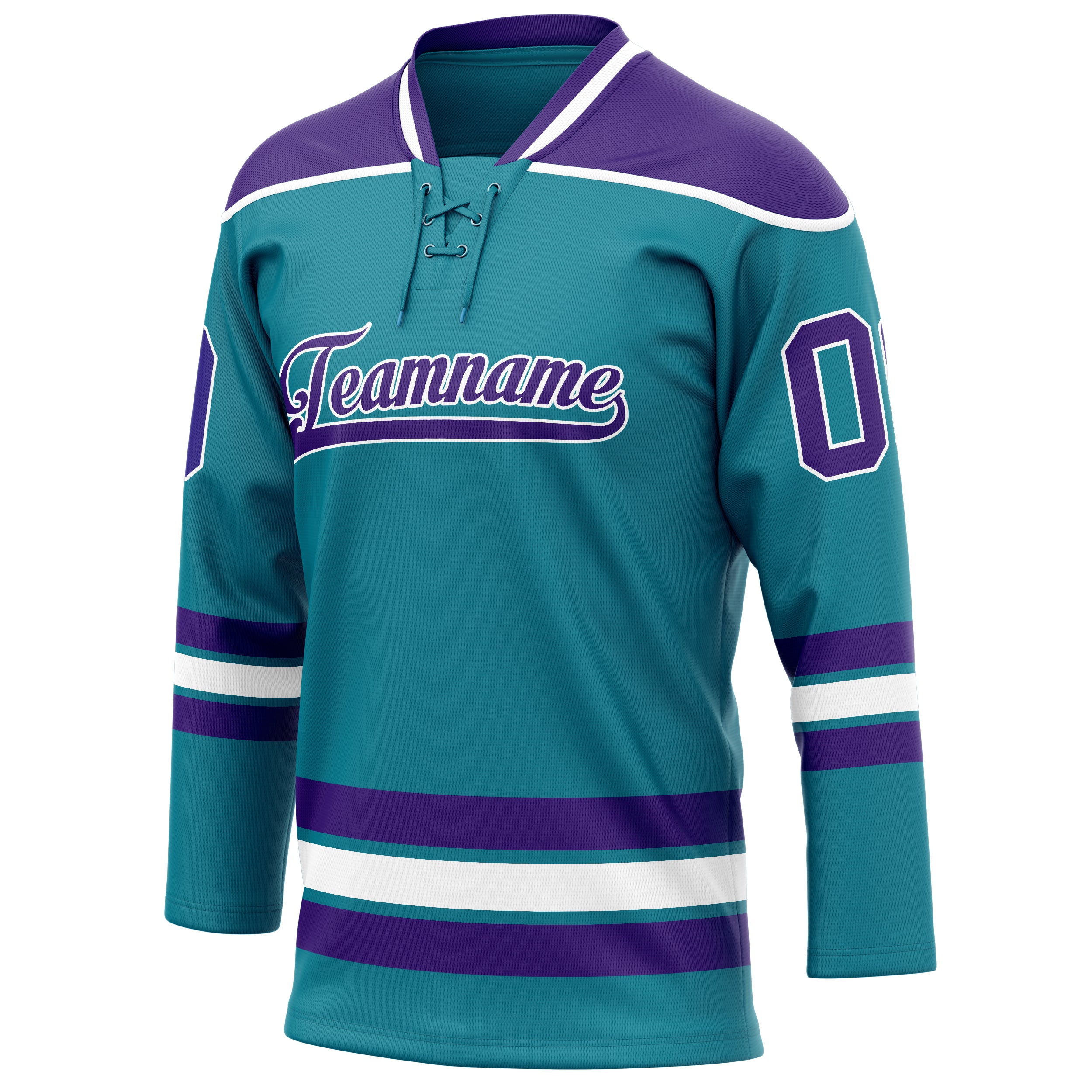 Personalized Teal & Purple Solid Colour Hockey Jersey
