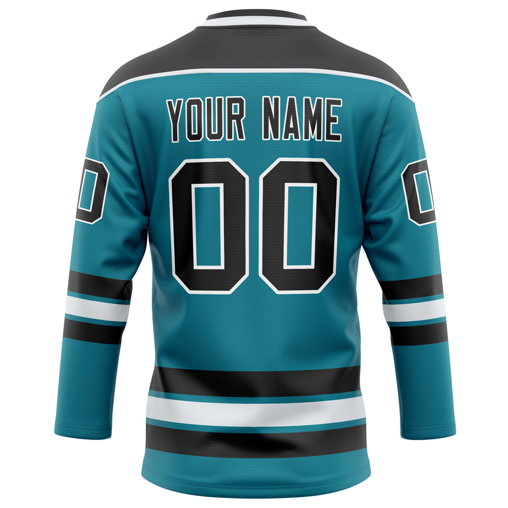 Personalized Teal & Black Solid Colour Hockey Jersey