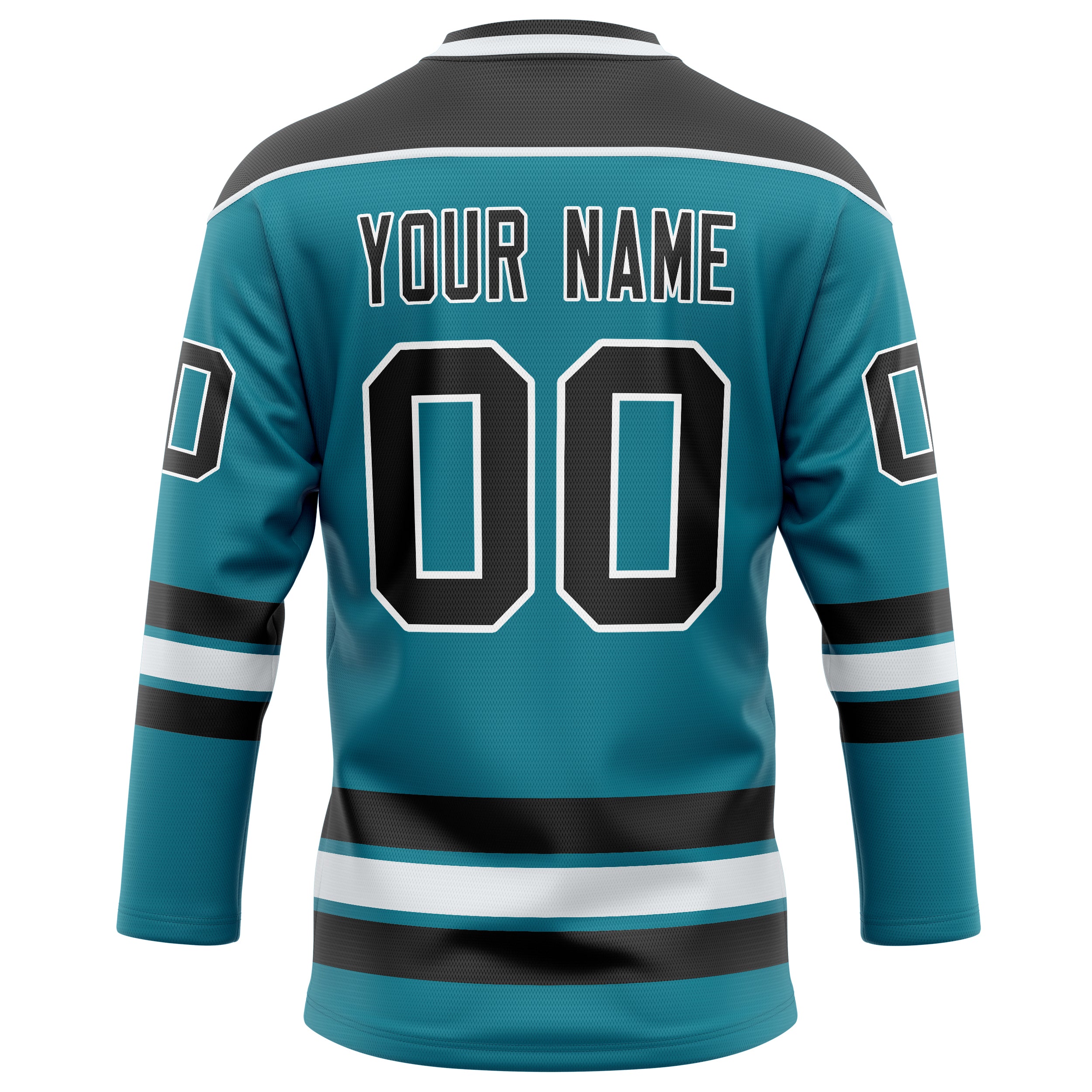 Personalized Teal & Black Solid Colour Hockey Jersey