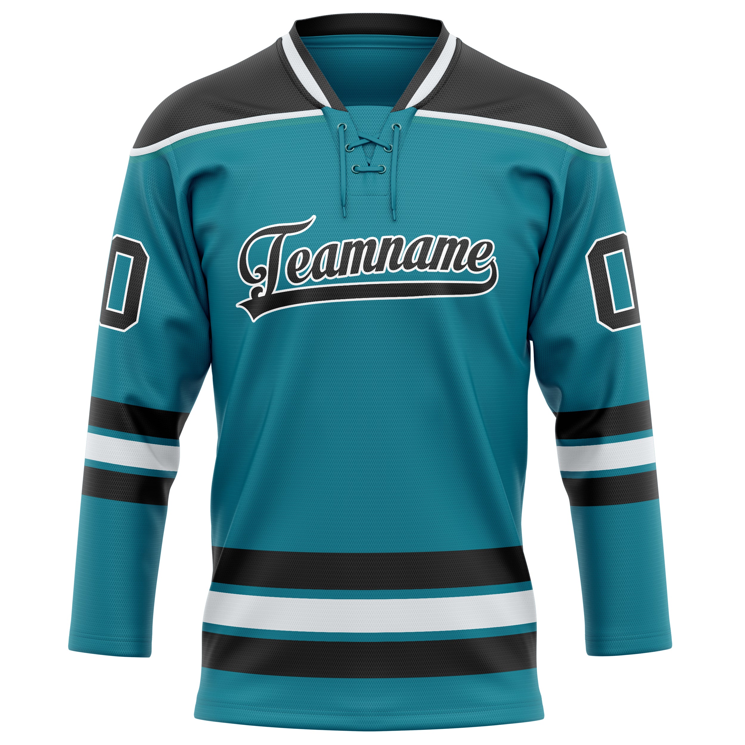 Personalized Teal & Black Solid Colour Hockey Jersey