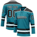 Personalized Teal & Black Solid Colour Hockey Jersey