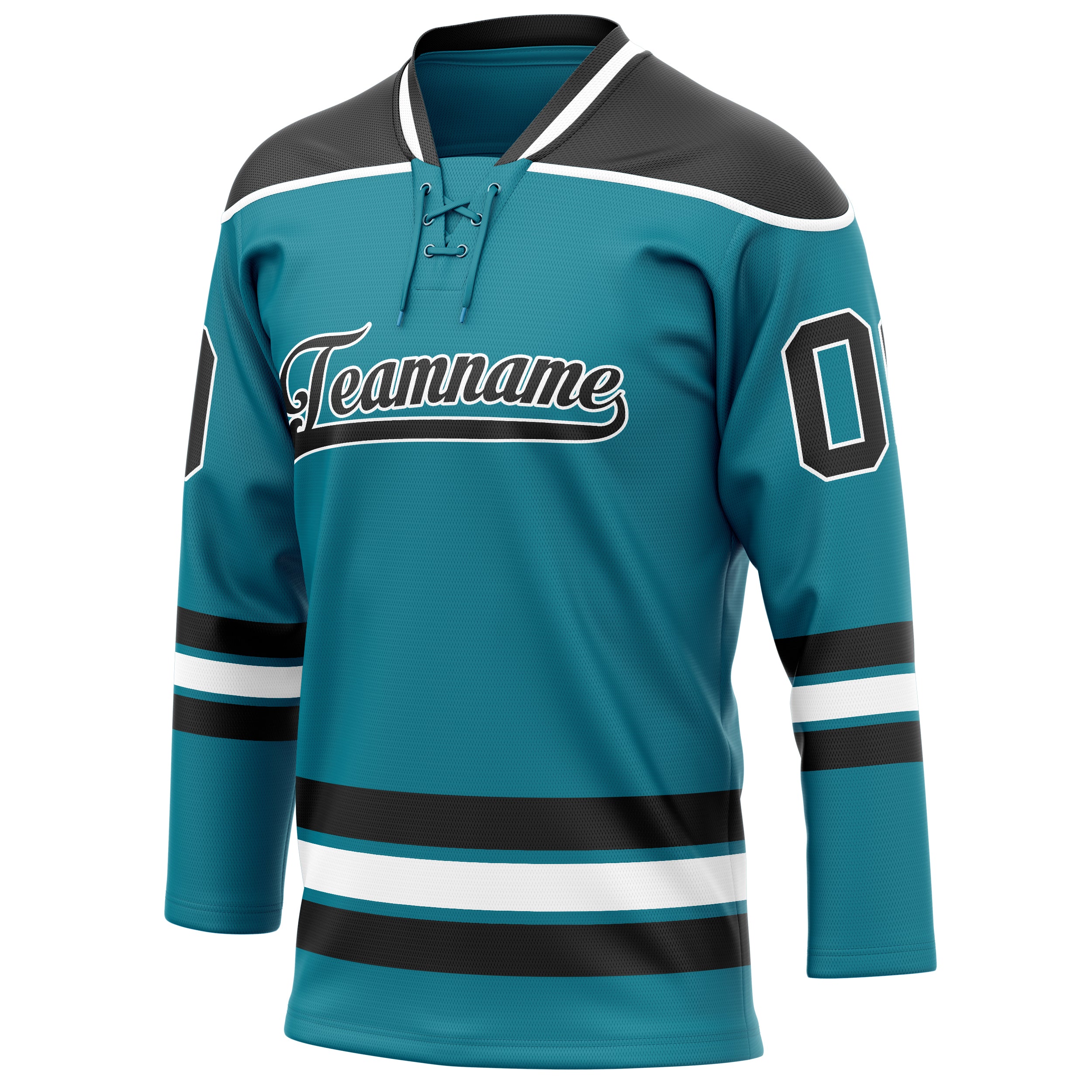 Personalized Teal & Black Solid Colour Hockey Jersey