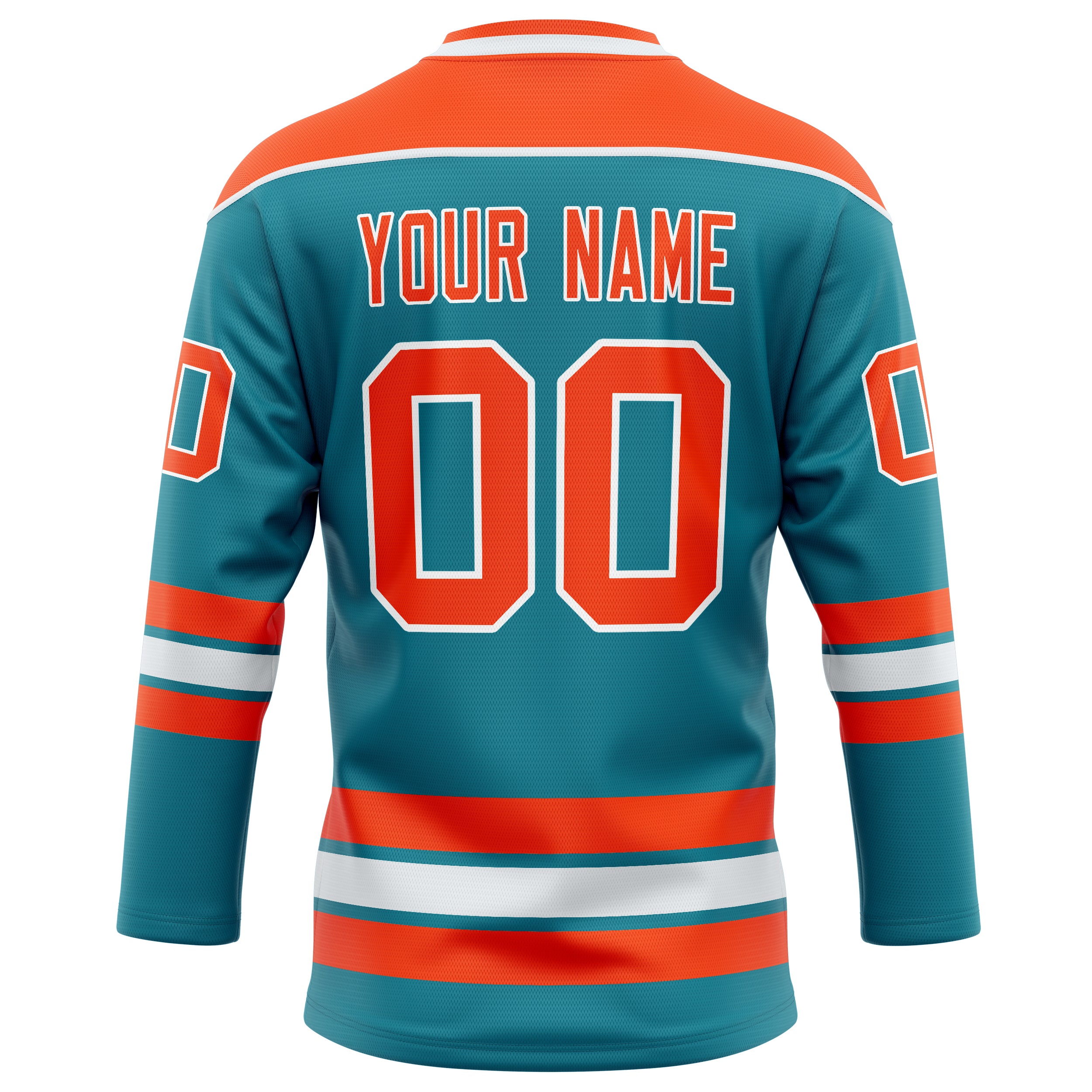 Personalized Teal & Orange Solid Colour Hockey Jersey