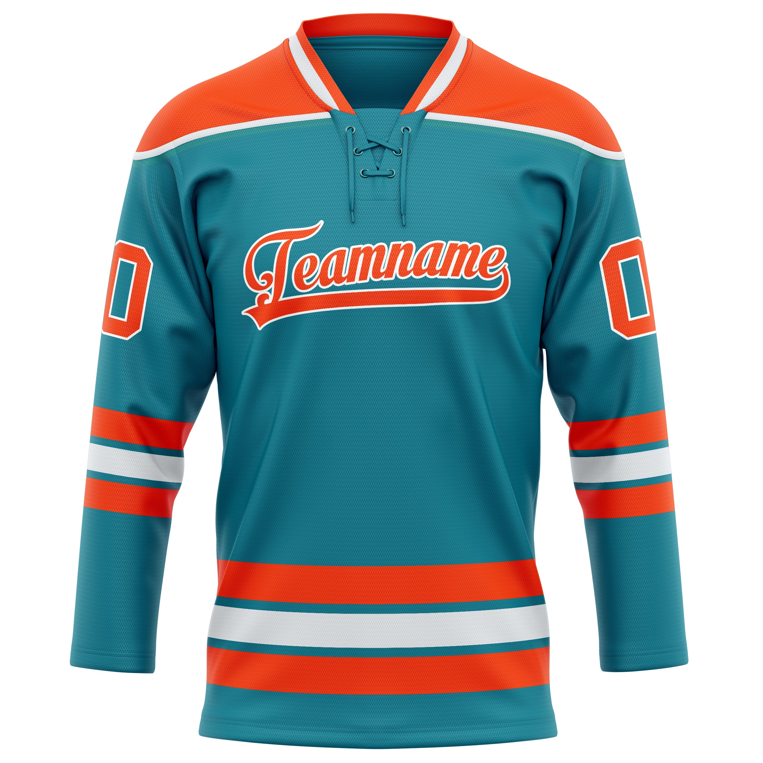 Personalized Teal & Orange Solid Colour Hockey Jersey