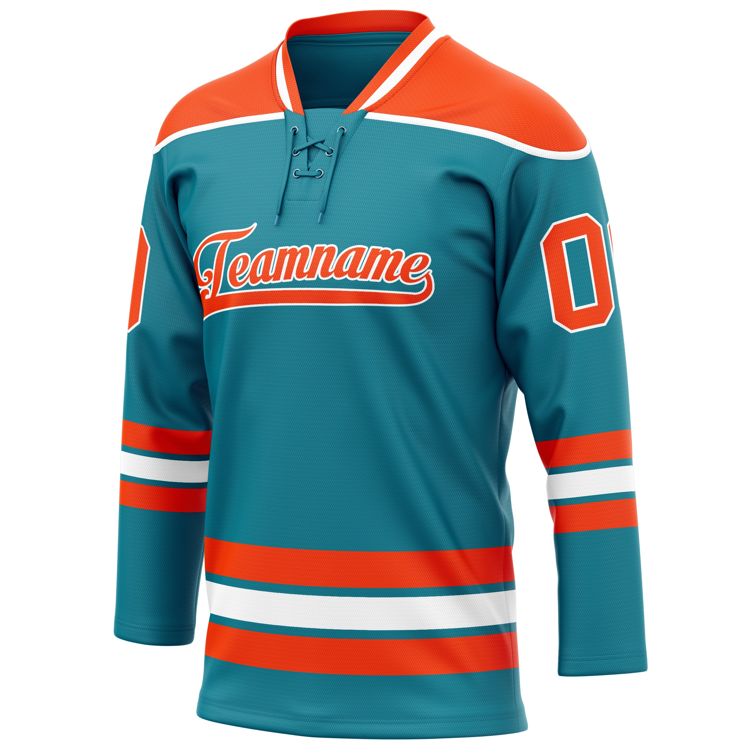 Personalized Teal & Orange Solid Colour Hockey Jersey