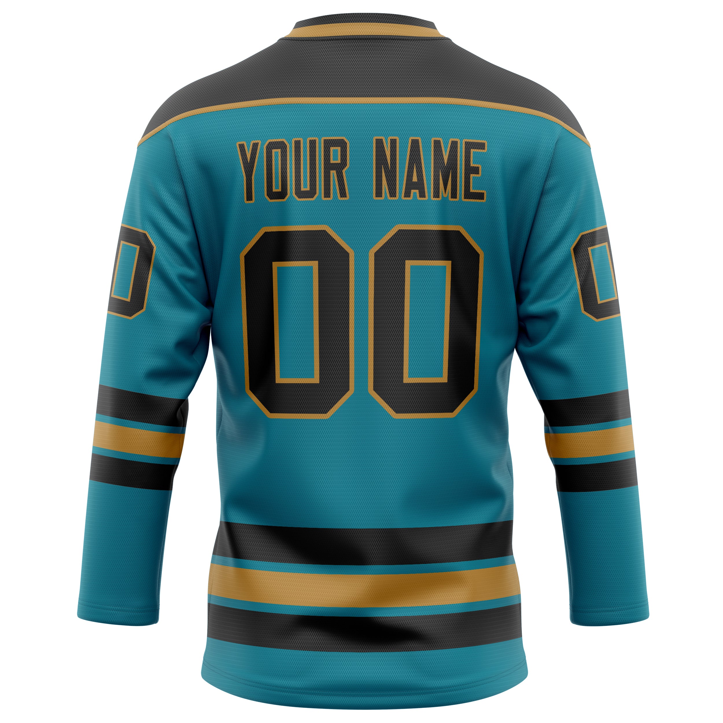 Personalized Teal & Black Solid Colour Hockey Jersey