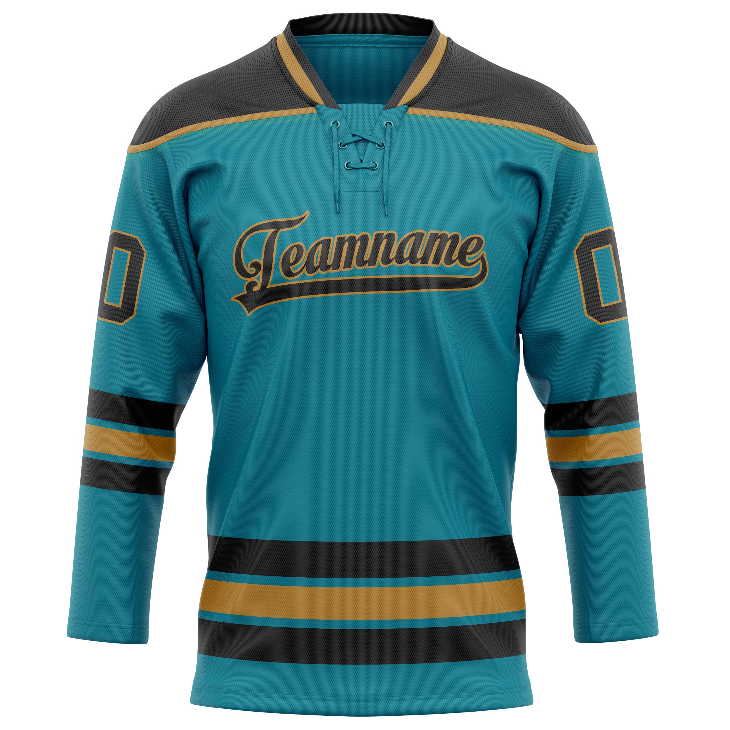 Personalized Teal & Black Solid Colour Hockey Jersey