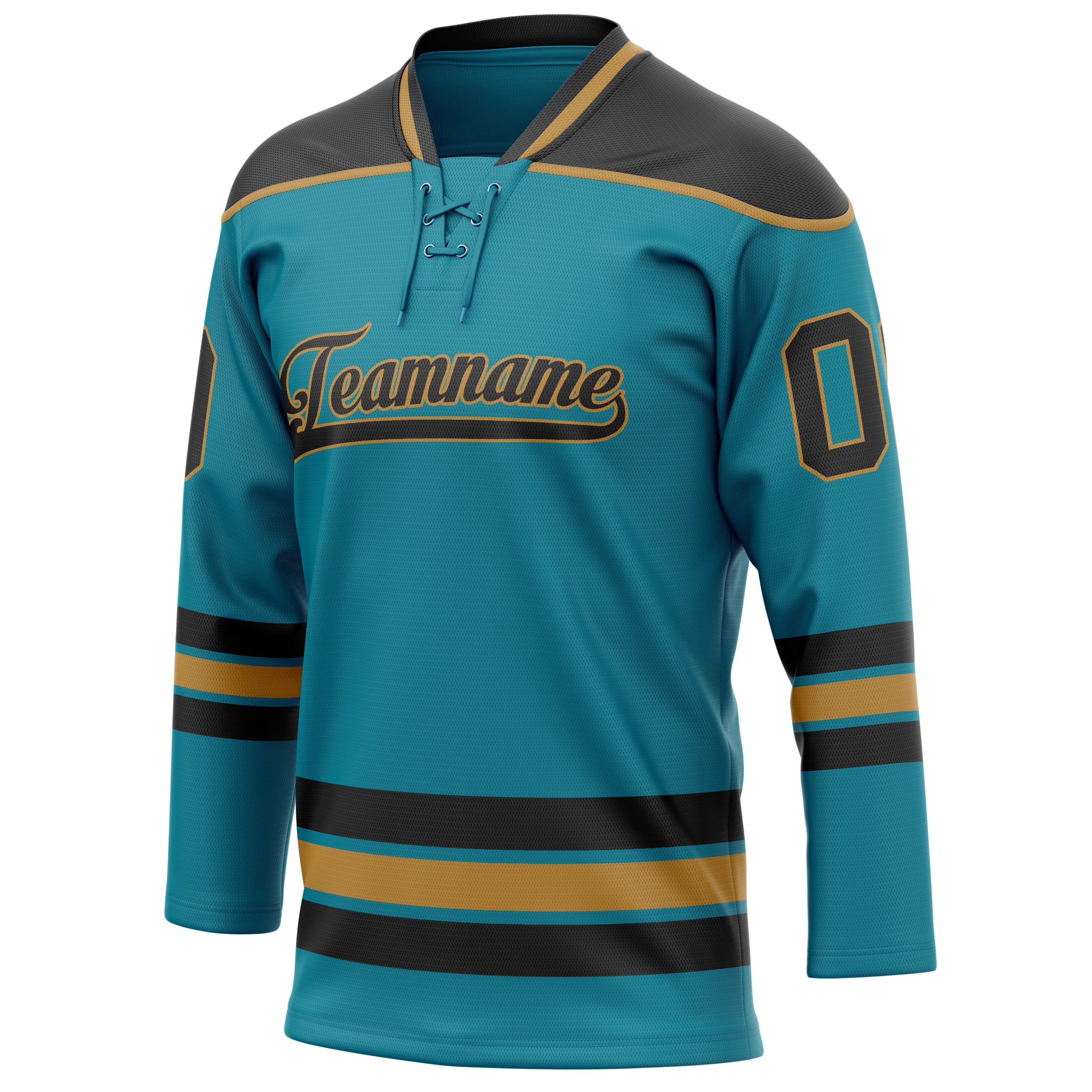 Personalized Teal & Black Solid Colour Hockey Jersey