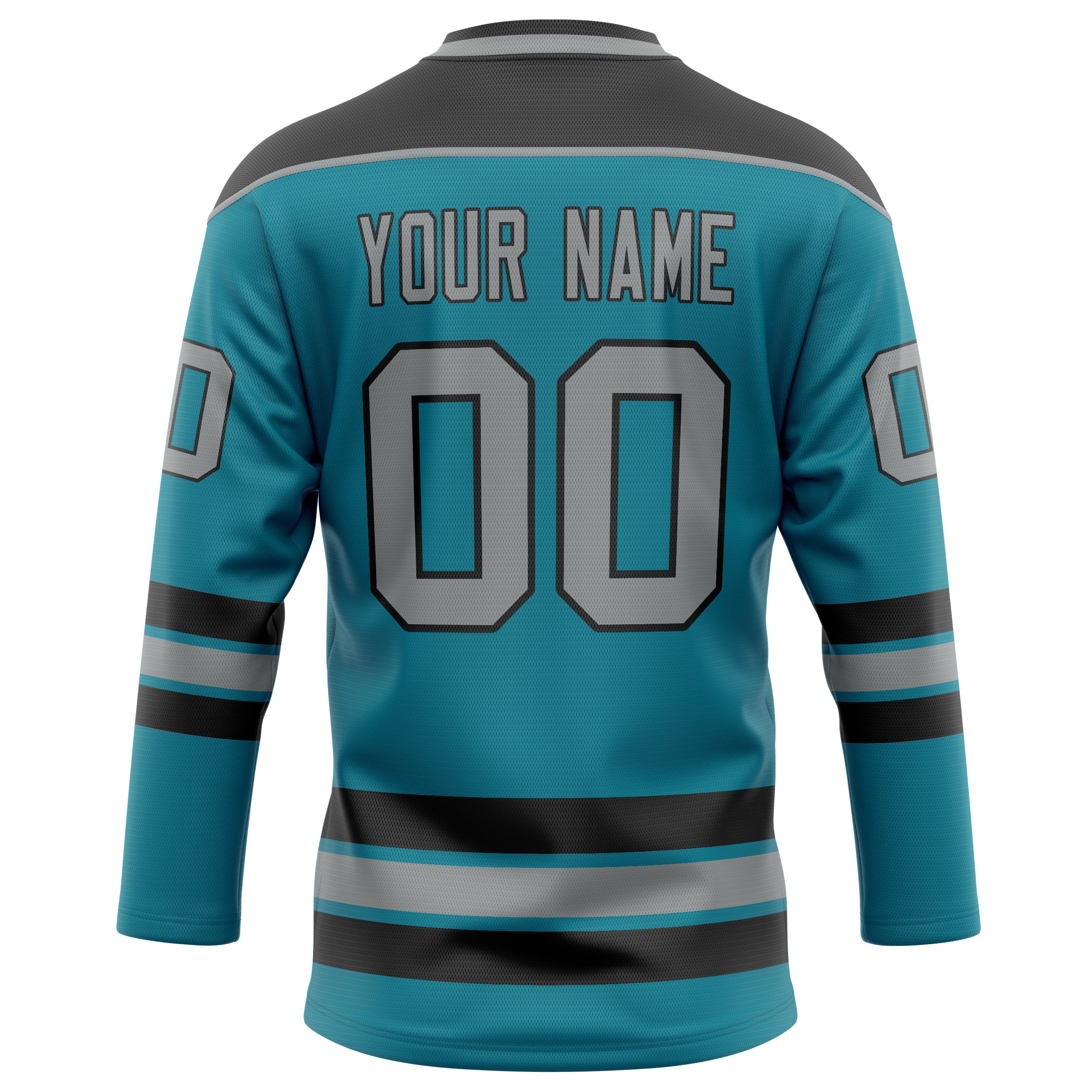 Personalized Teal & Gray Solid Colour Hockey Jersey