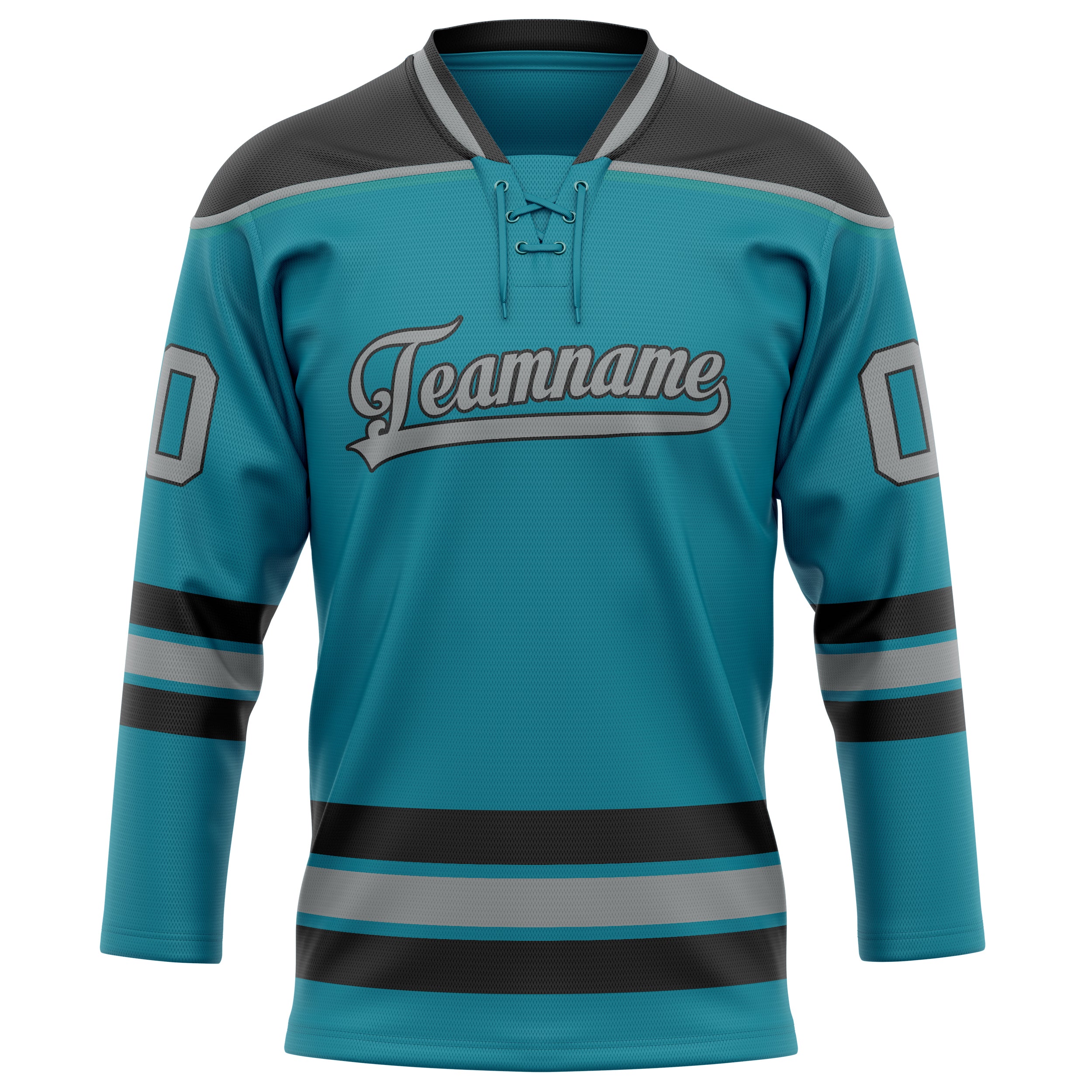 Personalized Teal & Gray Solid Colour Hockey Jersey