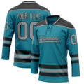 Personalized Teal & Gray Solid Colour Hockey Jersey