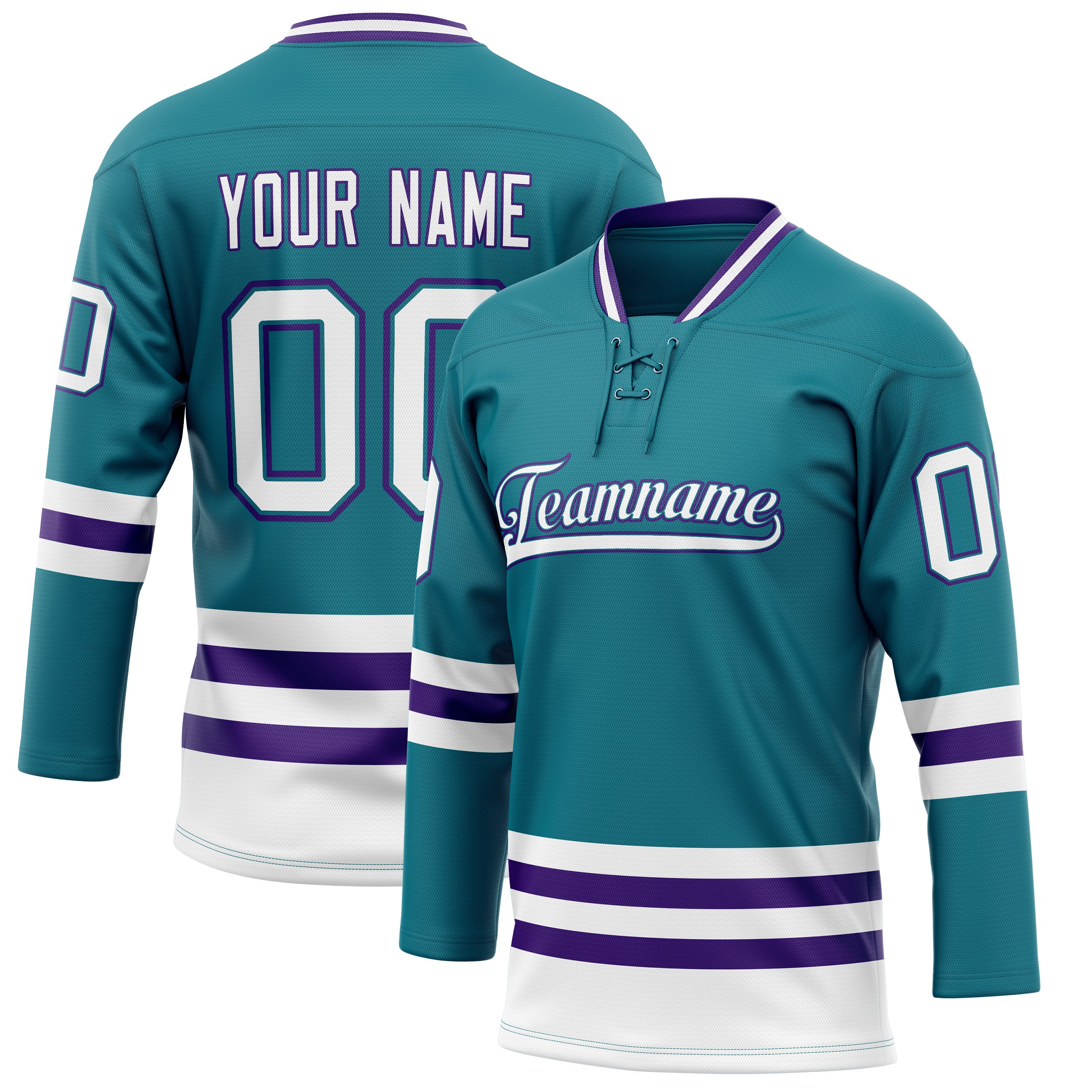 Personalized Teal & Purple Solid Colour Hockey Jersey