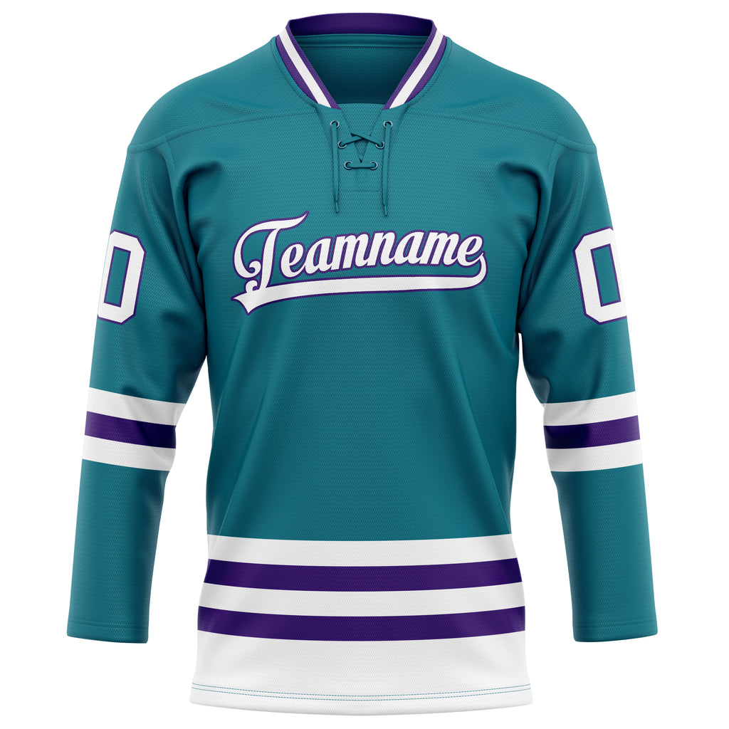 Personalized Teal & Purple Solid Colour Hockey Jersey