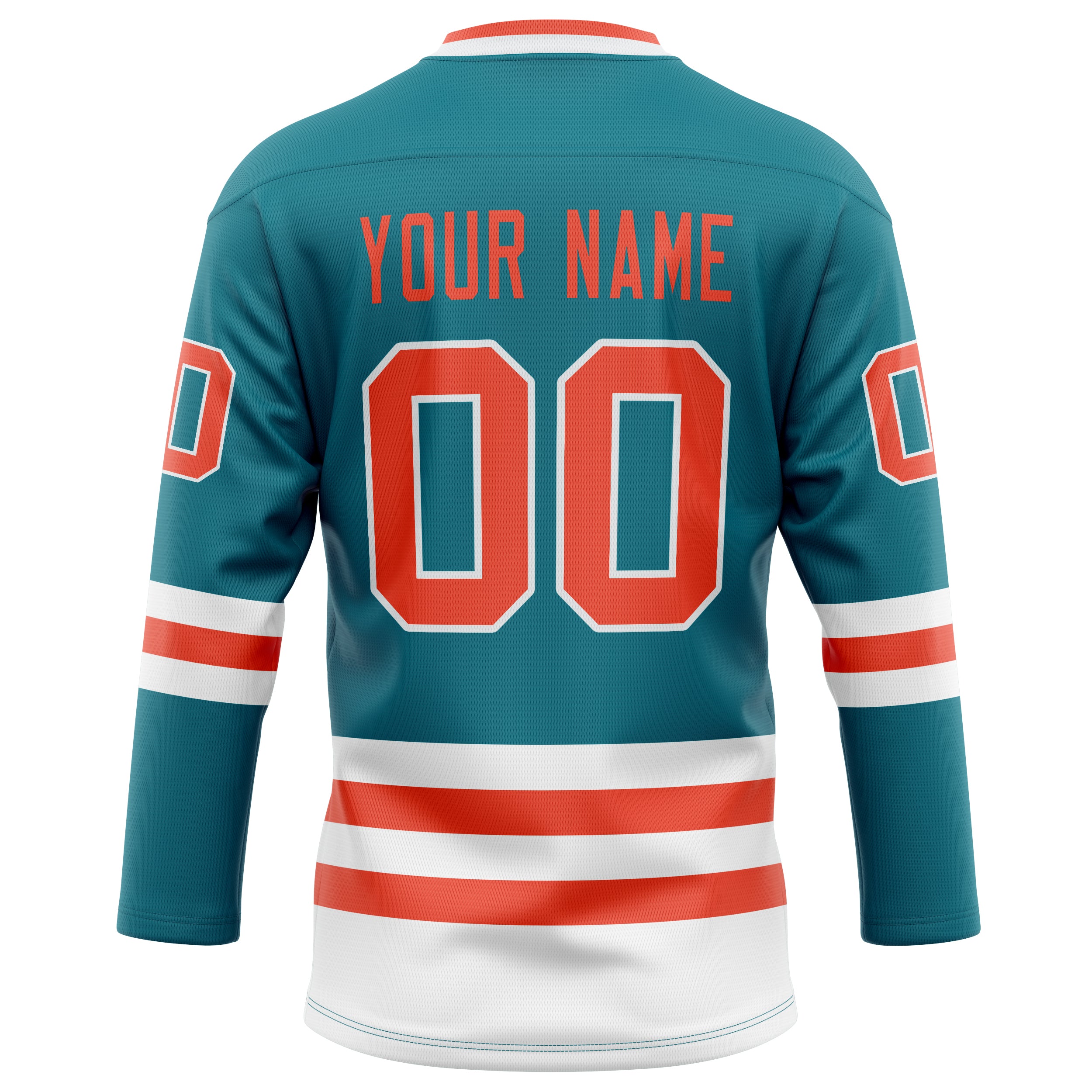 Personalized Teal & Orange Solid Colour Hockey Jersey