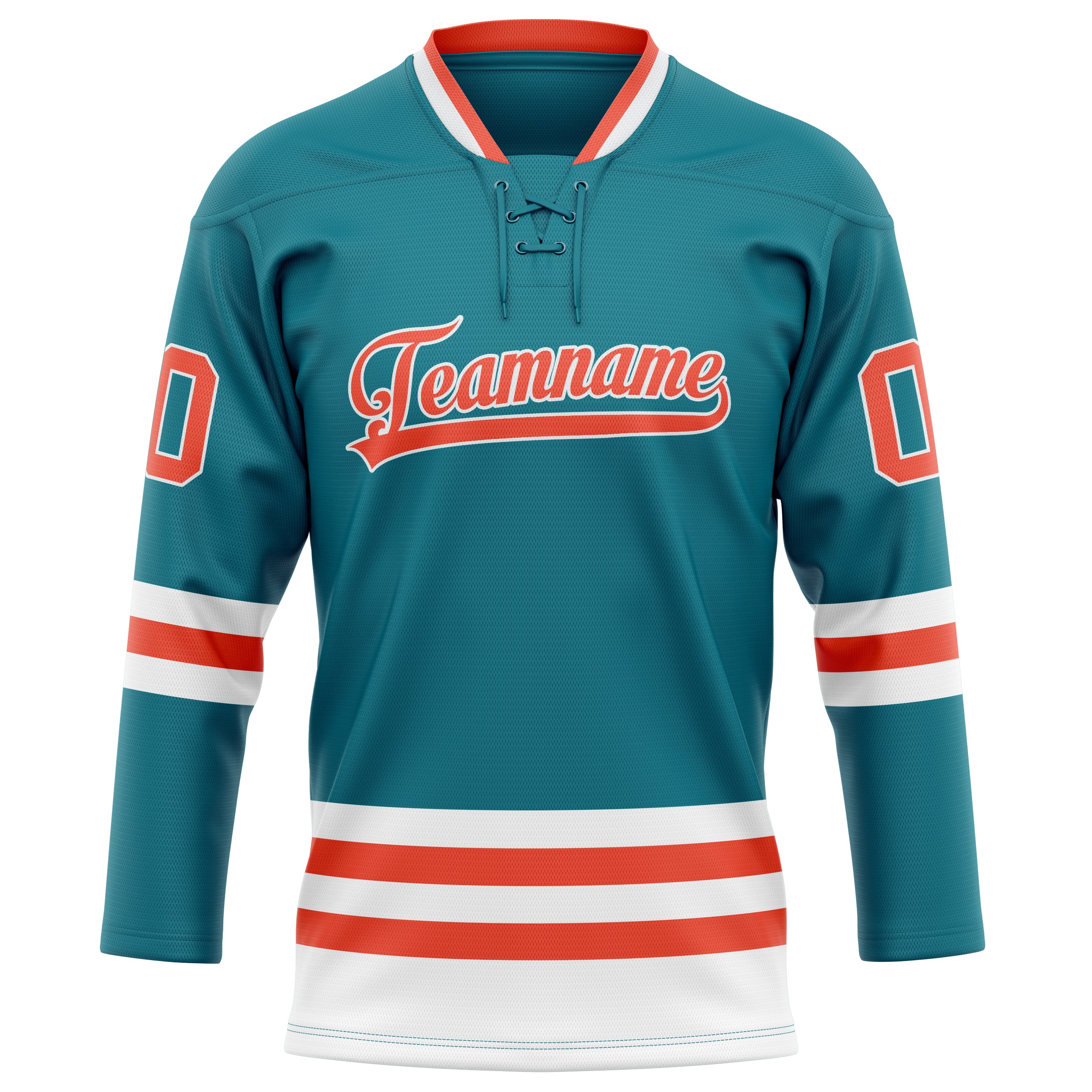 Personalized Teal & Orange Solid Colour Hockey Jersey