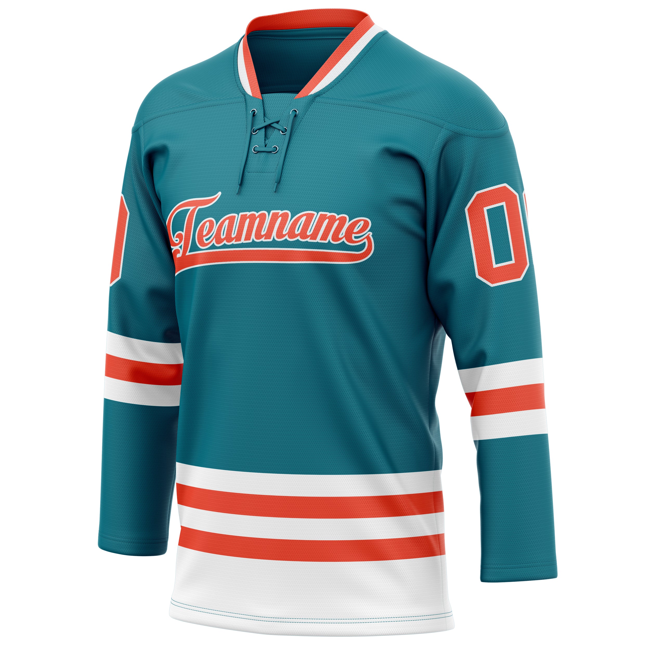 Personalized Teal & Orange Solid Colour Hockey Jersey