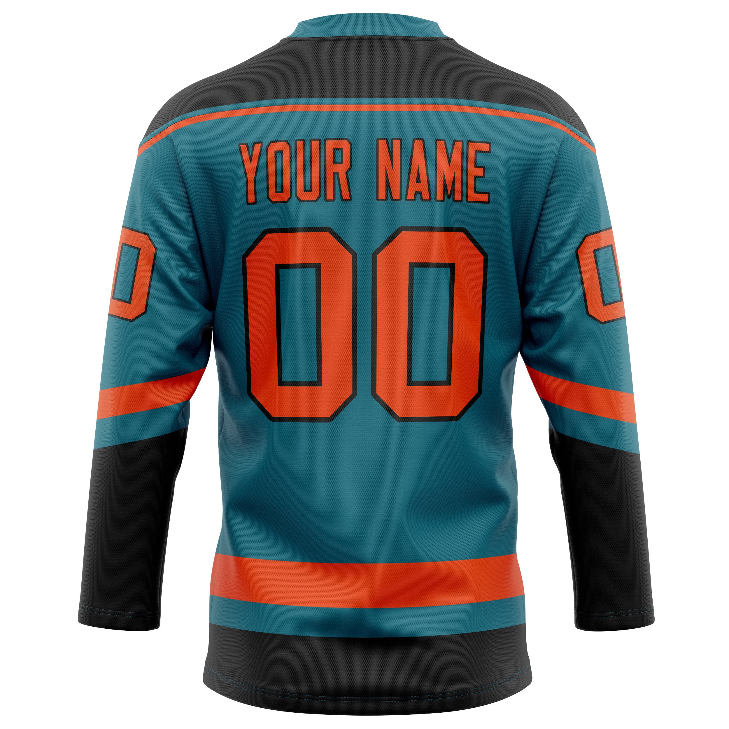 Personalized Teal & Orange Solid Colour Hockey Jersey