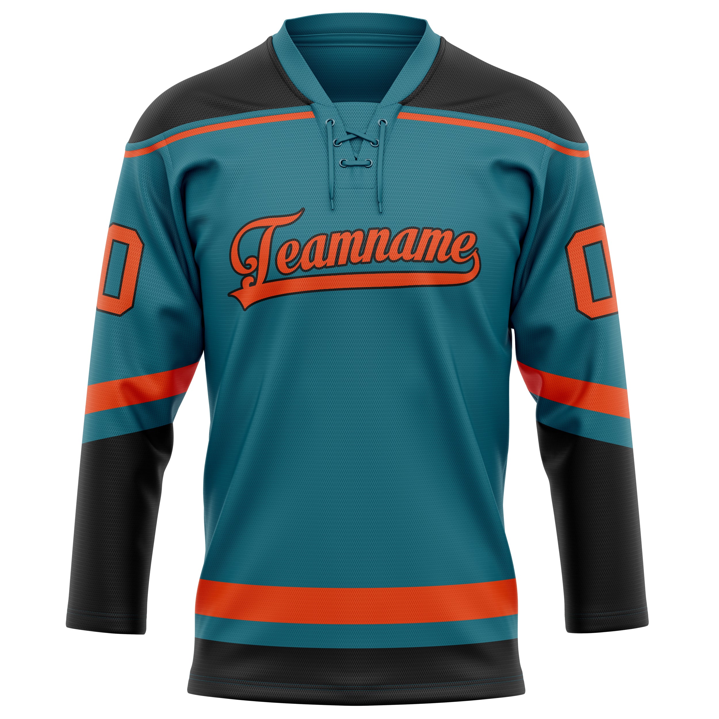 Personalized Teal & Orange Solid Colour Hockey Jersey