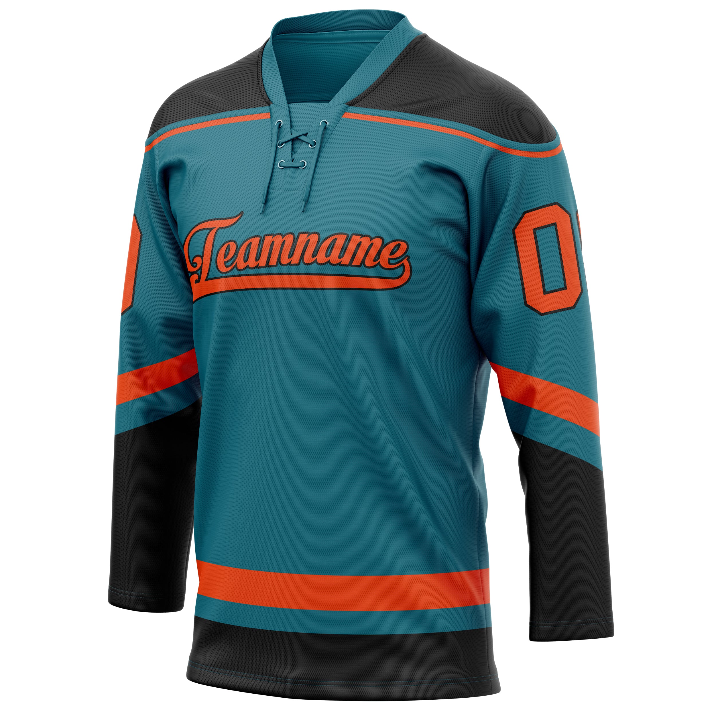 Personalized Teal & Orange Solid Colour Hockey Jersey