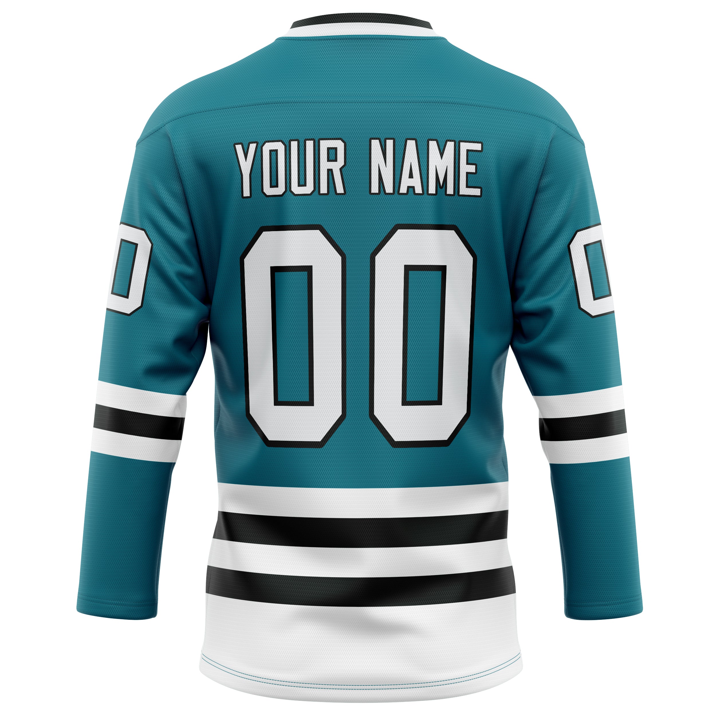 Personalized Teal & White Solid Colour Hockey Jersey