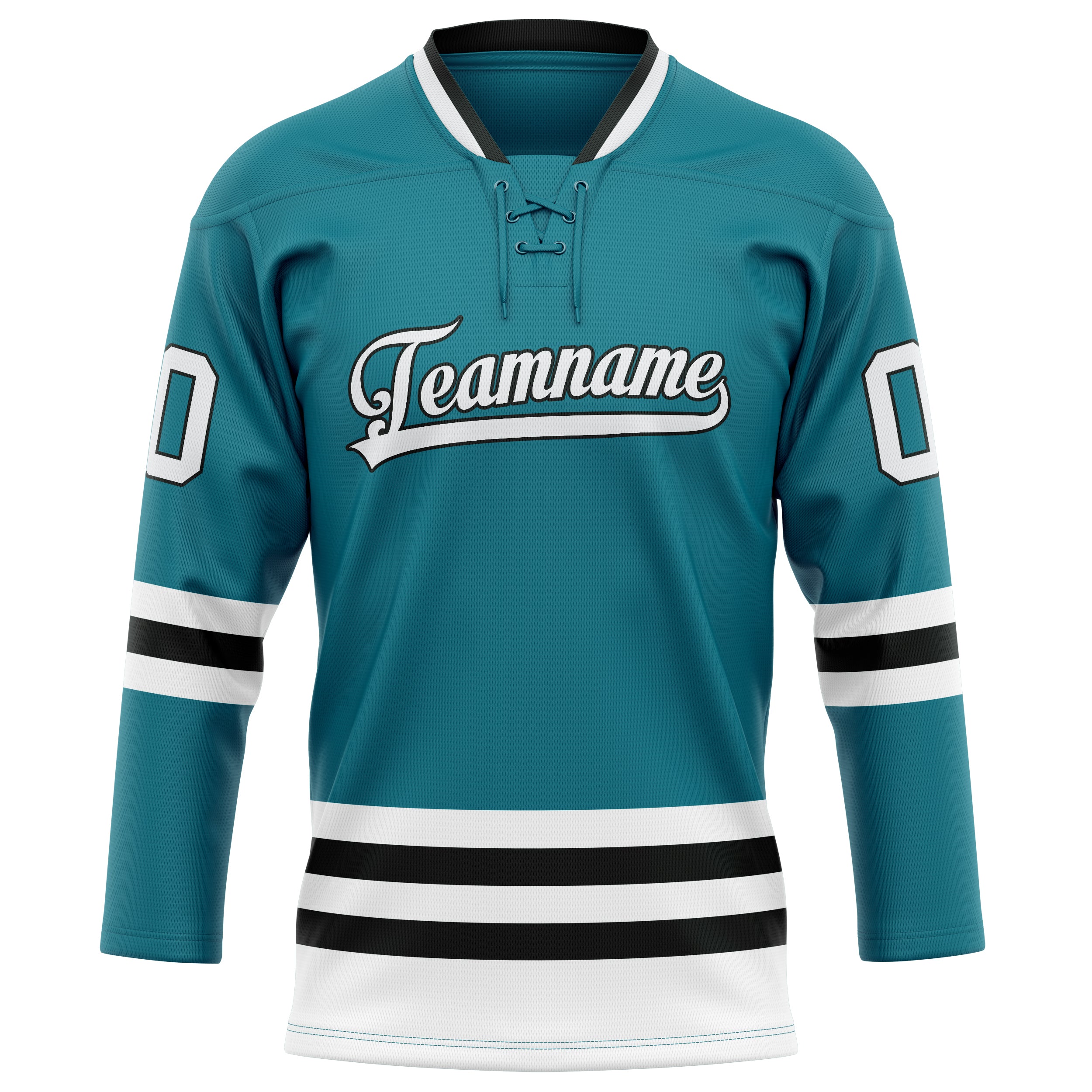Personalized Teal & White Solid Colour Hockey Jersey