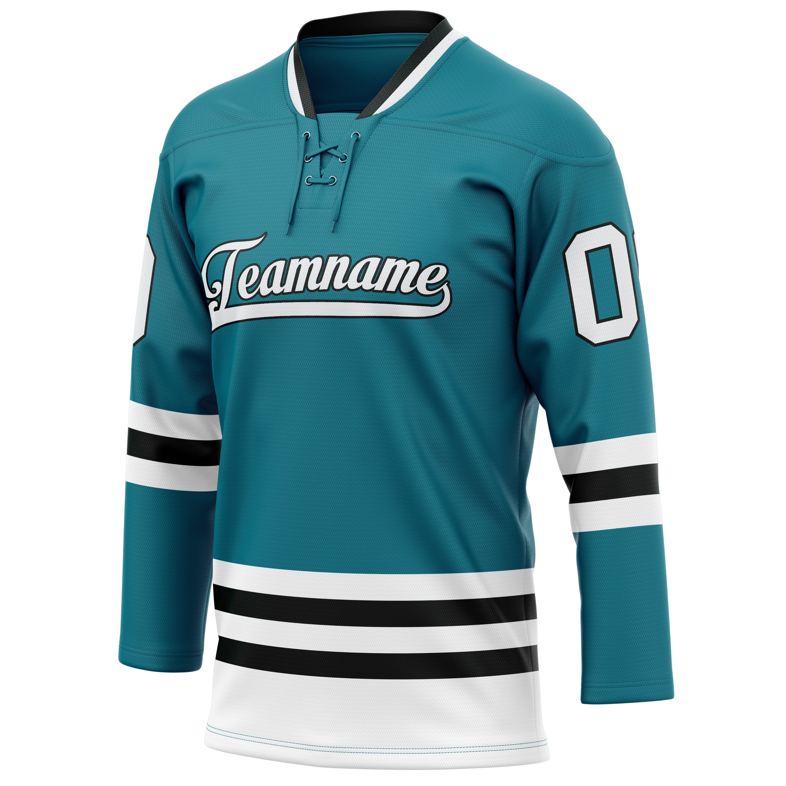 Personalized Teal & White Solid Colour Hockey Jersey
