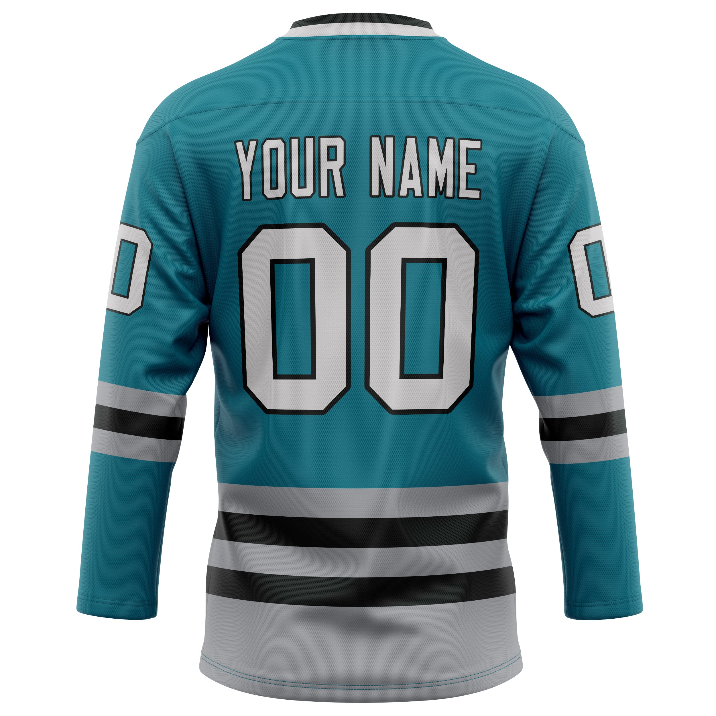 Personalized Teal & Gray Solid Colour Hockey Jersey