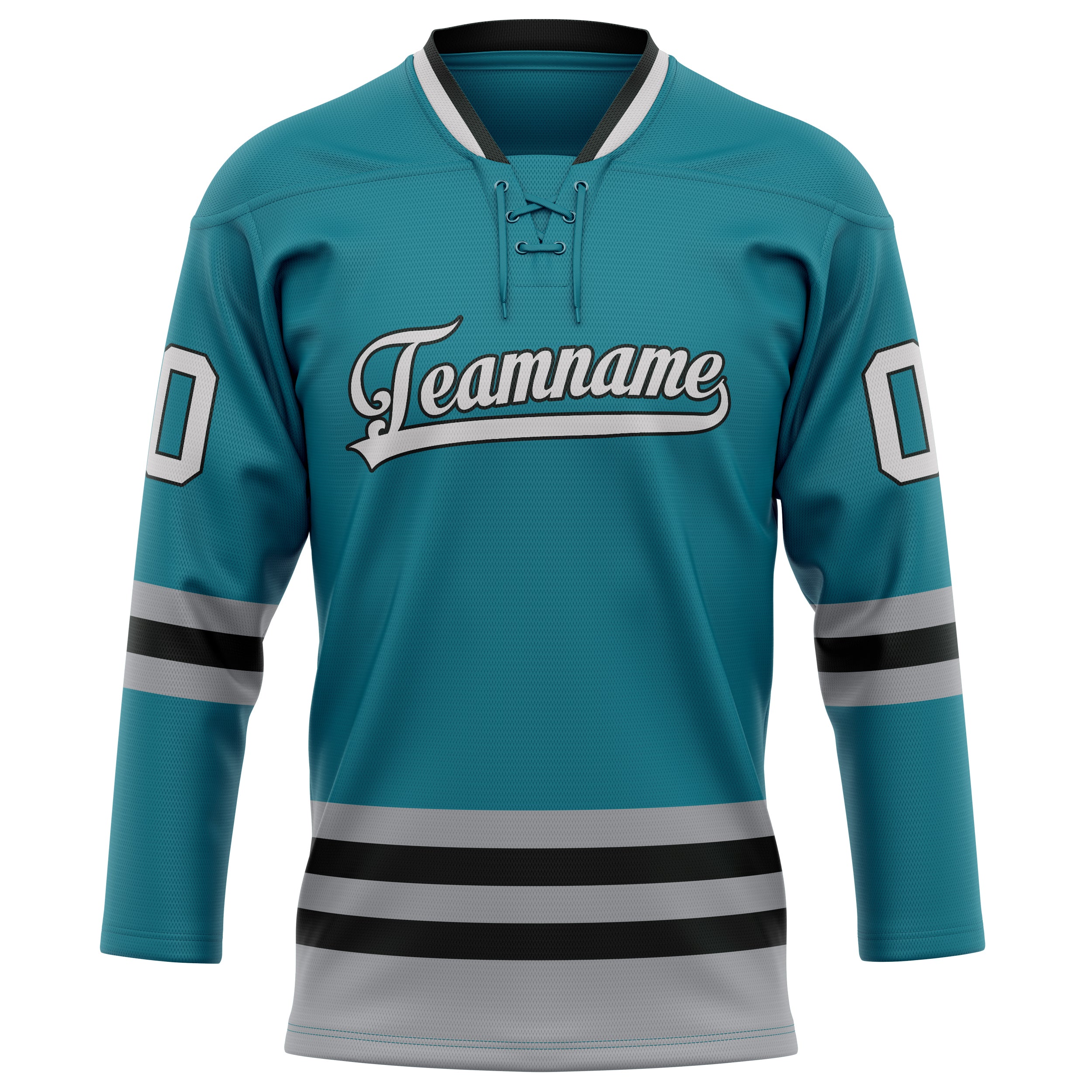 Personalized Teal & Gray Solid Colour Hockey Jersey