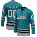 Personalized Teal & Gray Solid Colour Hockey Jersey