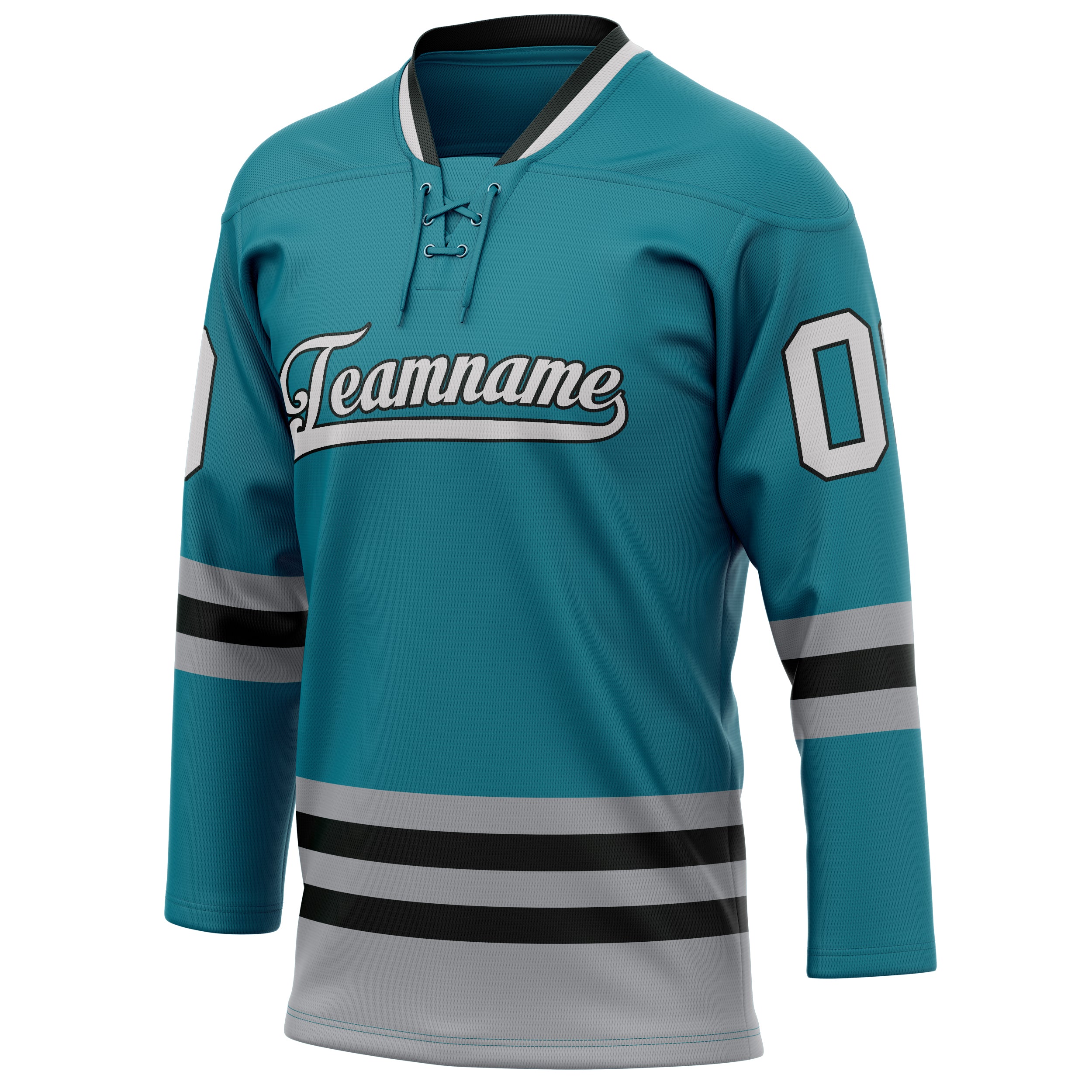 Personalized Teal & Gray Solid Colour Hockey Jersey