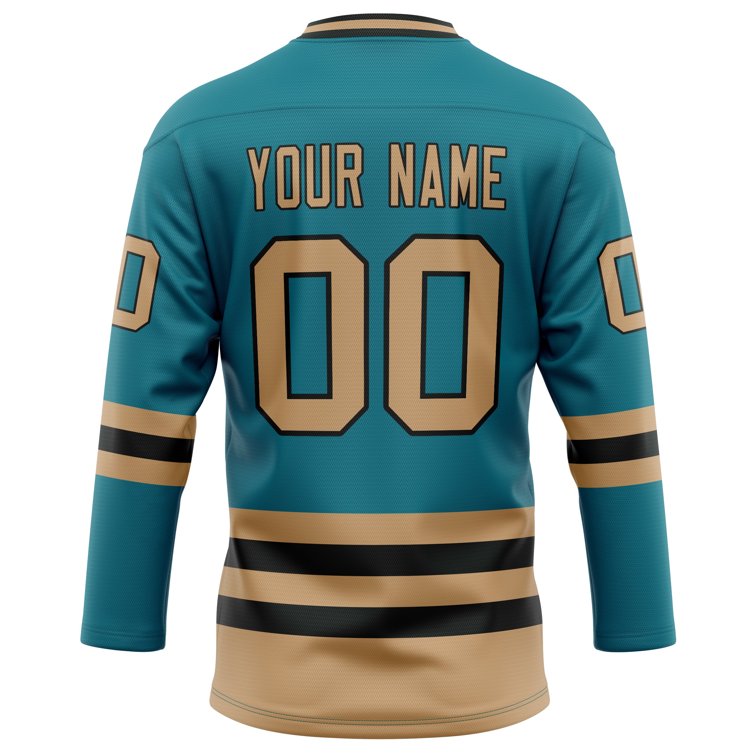 Personalized Teal & Old Gold Solid Colour Hockey Jersey