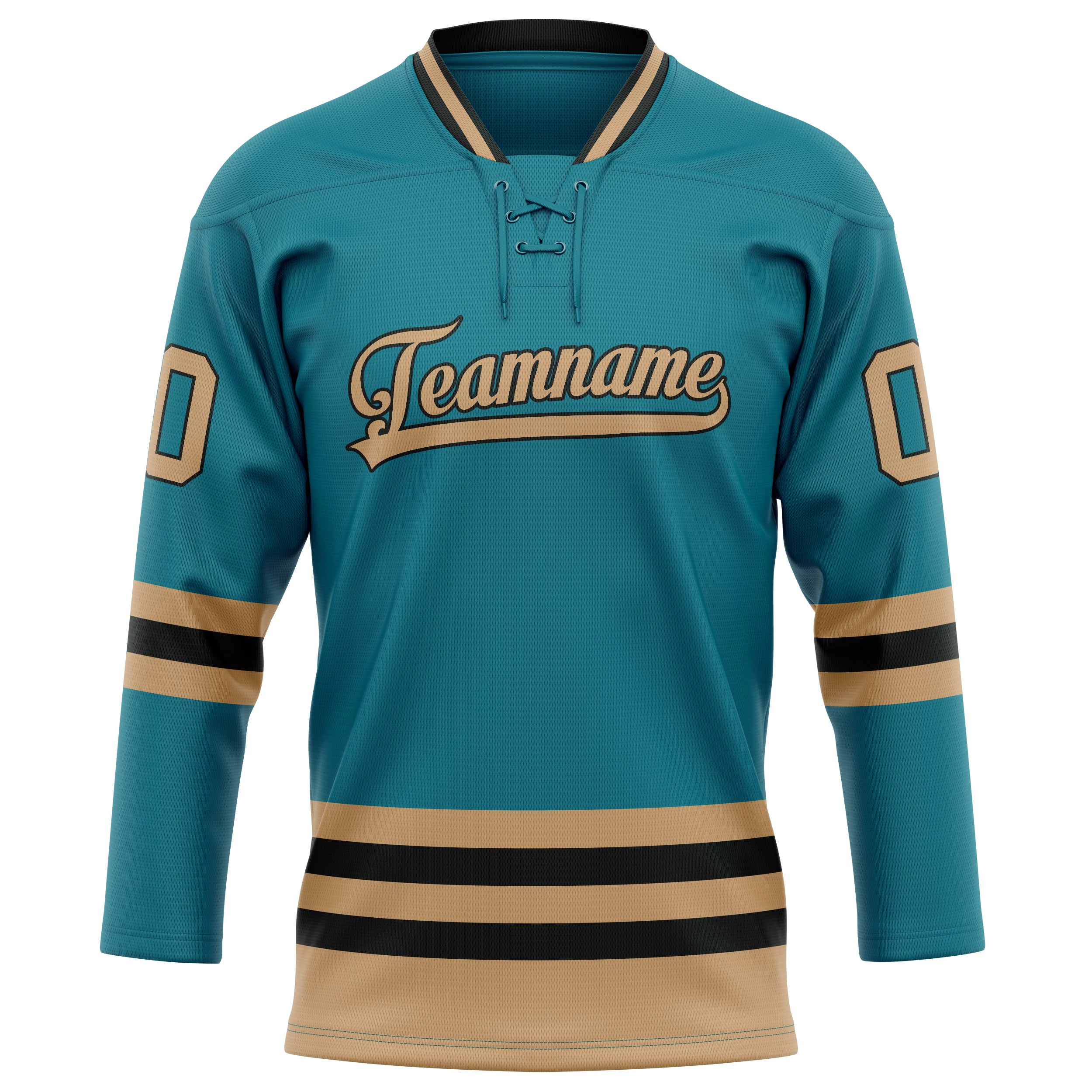 Personalized Teal & Old Gold Solid Colour Hockey Jersey