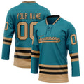 Personalized Teal & Old Gold Solid Colour Hockey Jersey