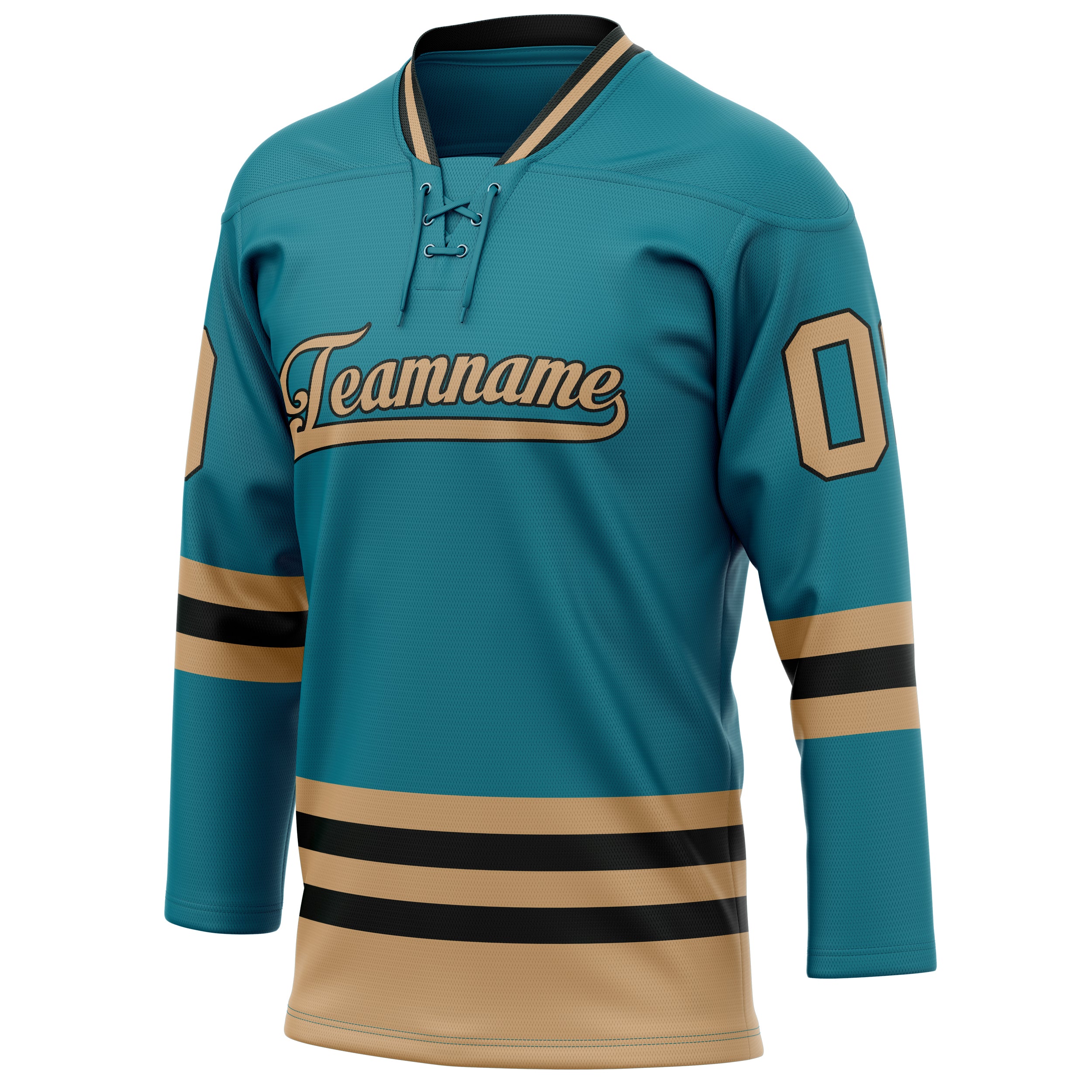 Personalized Teal & Old Gold Solid Colour Hockey Jersey