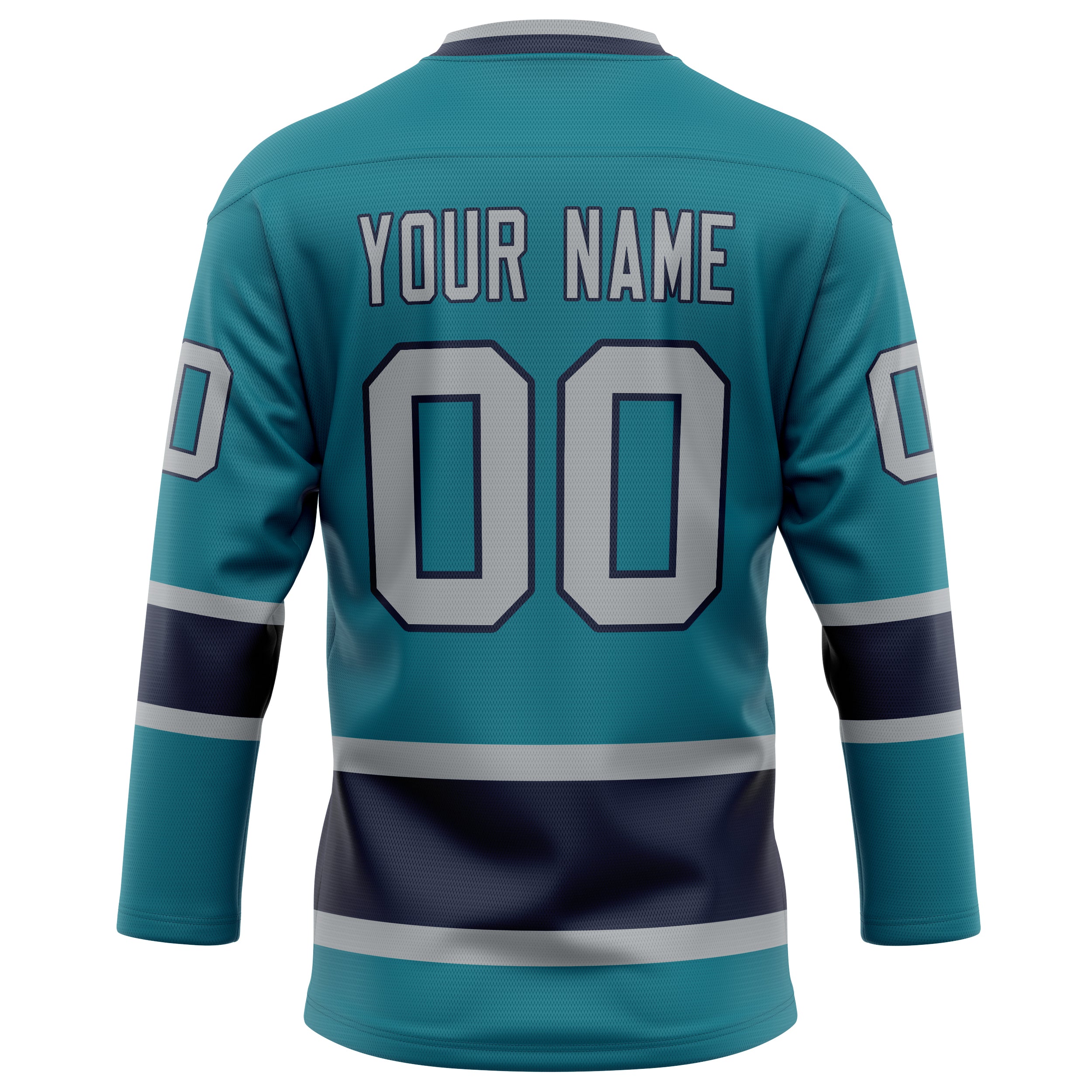 Personalized Teal & Gray Solid Colour Hockey Jersey