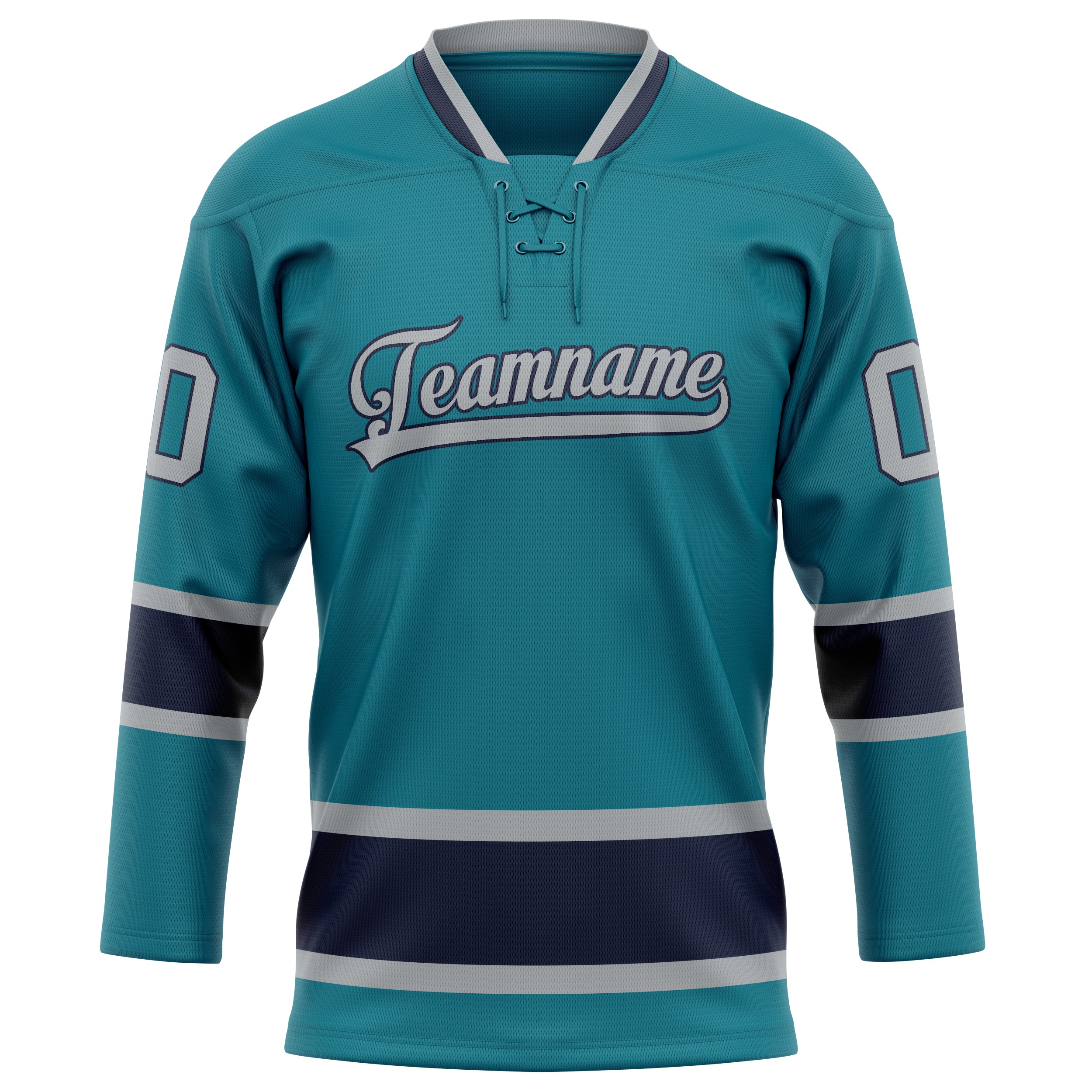 Personalized Teal & Gray Solid Colour Hockey Jersey