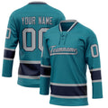 Personalized Teal & Gray Solid Colour Hockey Jersey