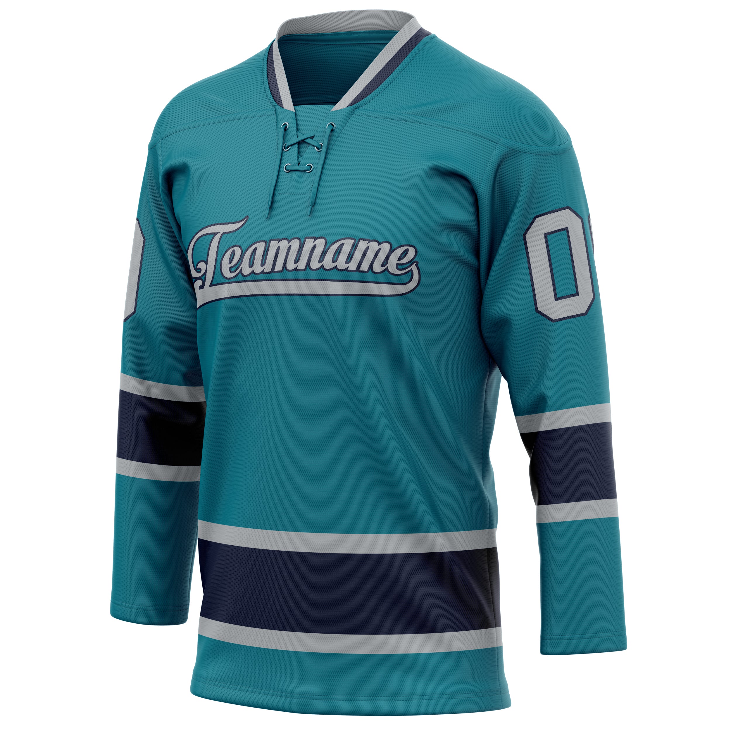 Personalized Teal & Gray Solid Colour Hockey Jersey
