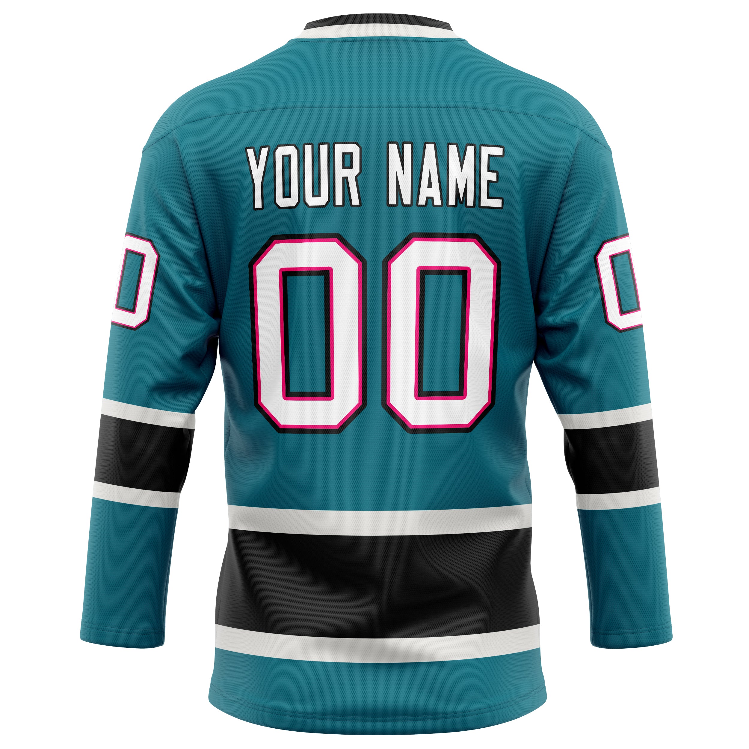 Personalized Teal & White Solid Colour Hockey Jersey