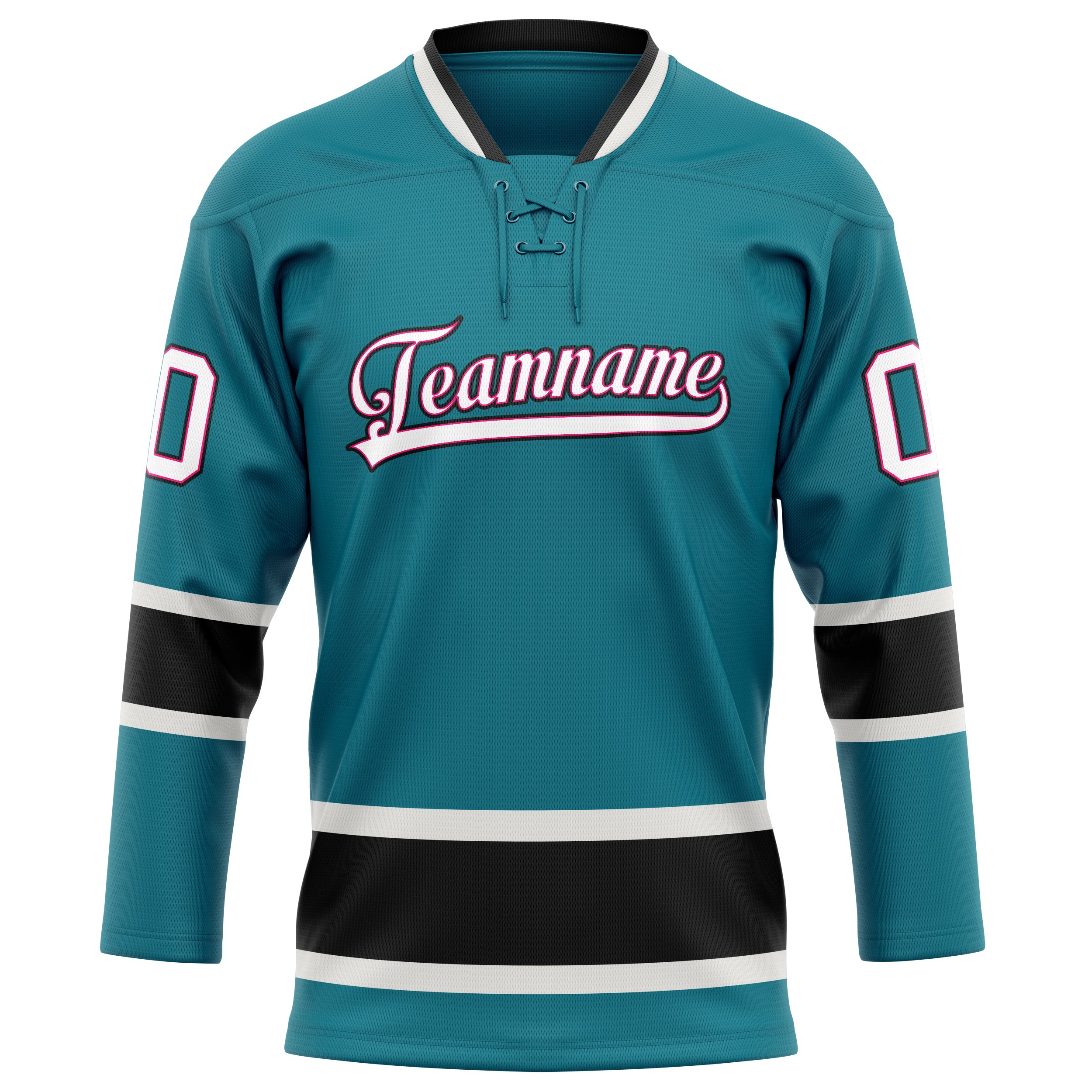 Personalized Teal & White Solid Colour Hockey Jersey