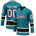 Personalized Teal & White Solid Colour Hockey Jersey
