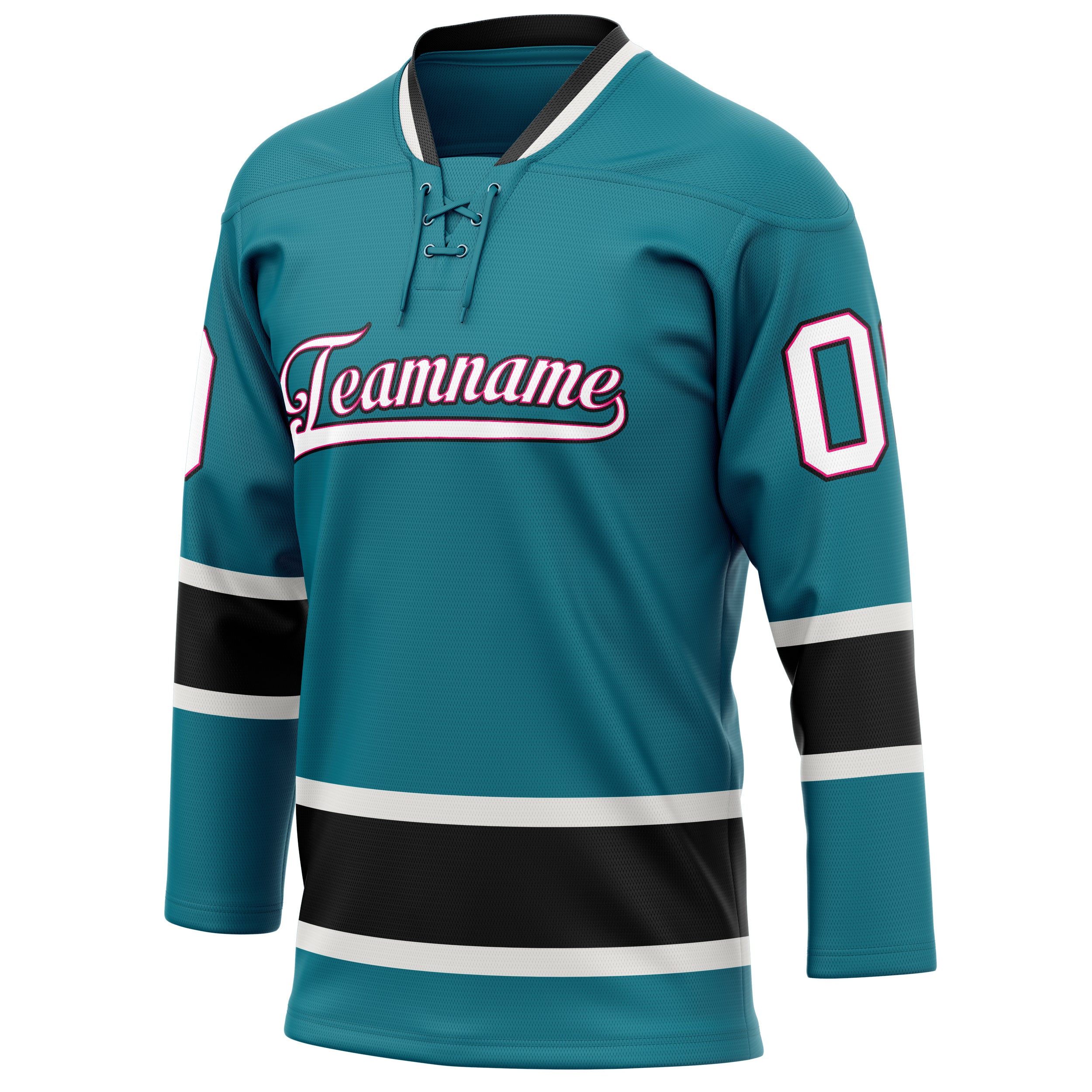 Personalized Teal & White Solid Colour Hockey Jersey