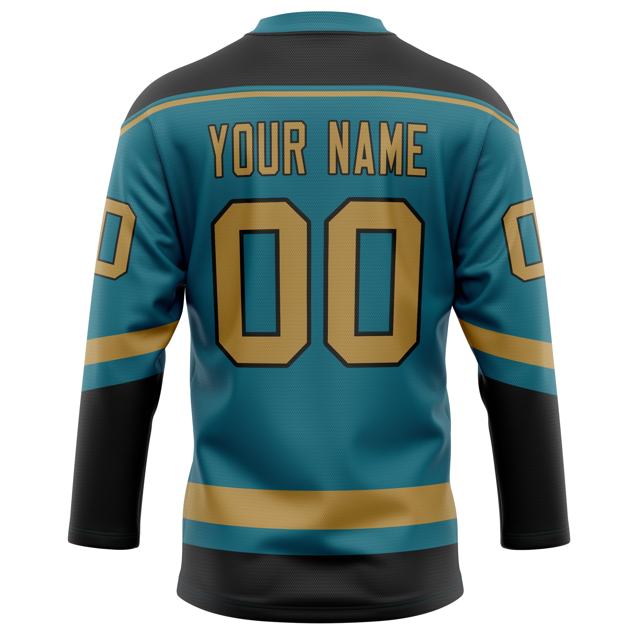 Personalized Teal & Old Gold Solid Colour Hockey Jersey