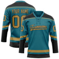 Personalized Teal & Old Gold Solid Colour Hockey Jersey