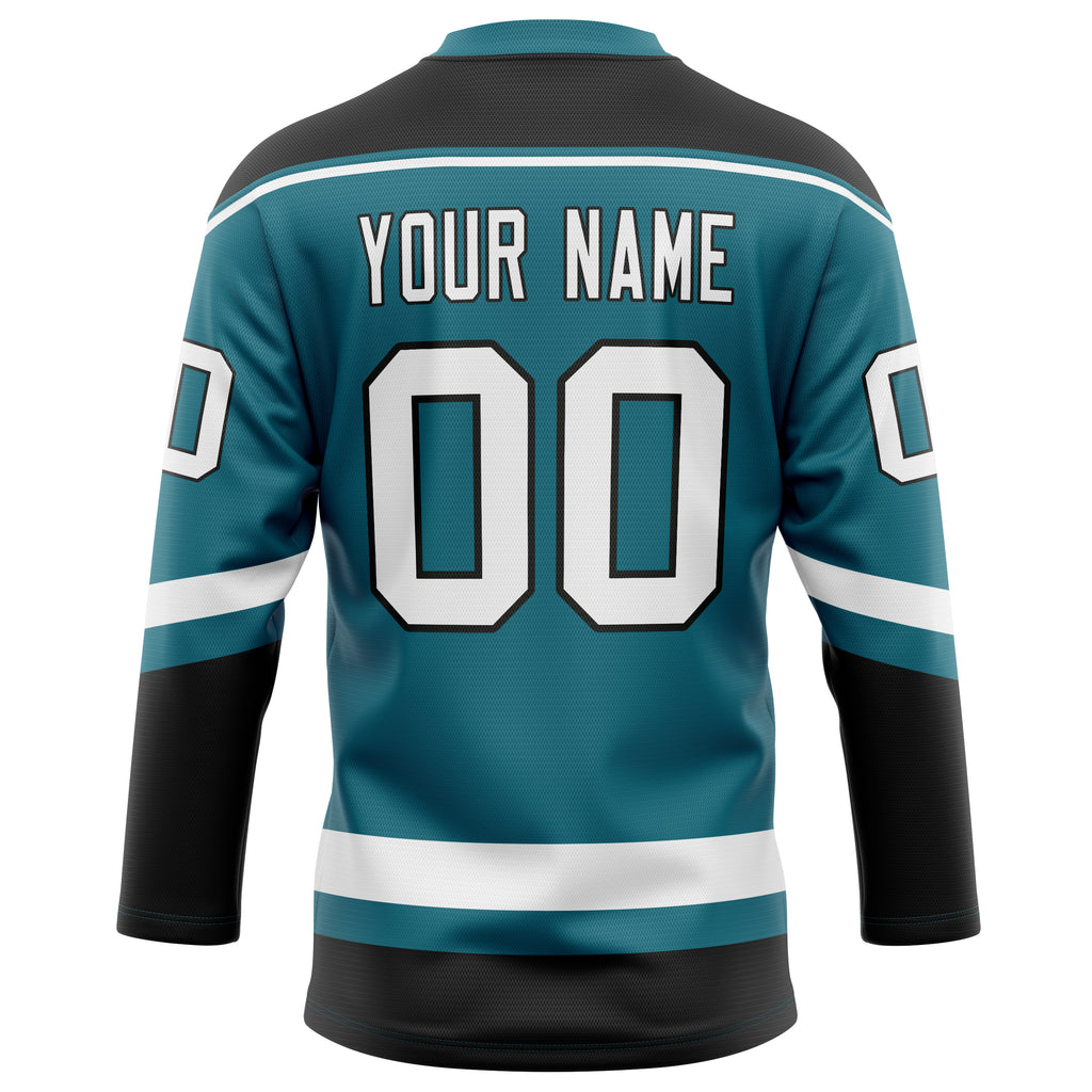 Personalized Teal & Black Solid Colour Hockey Jersey