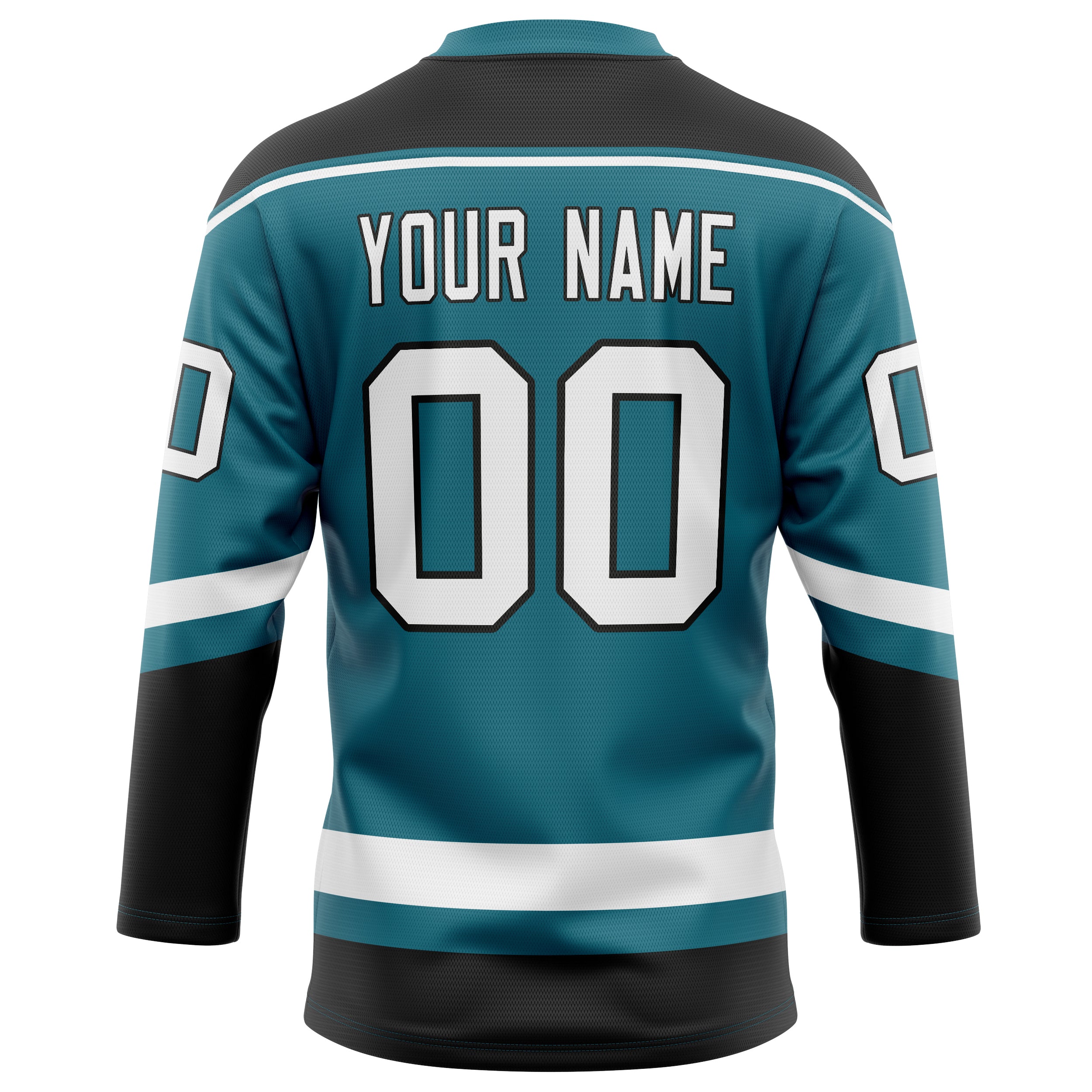 Personalized Teal & Black Solid Colour Hockey Jersey