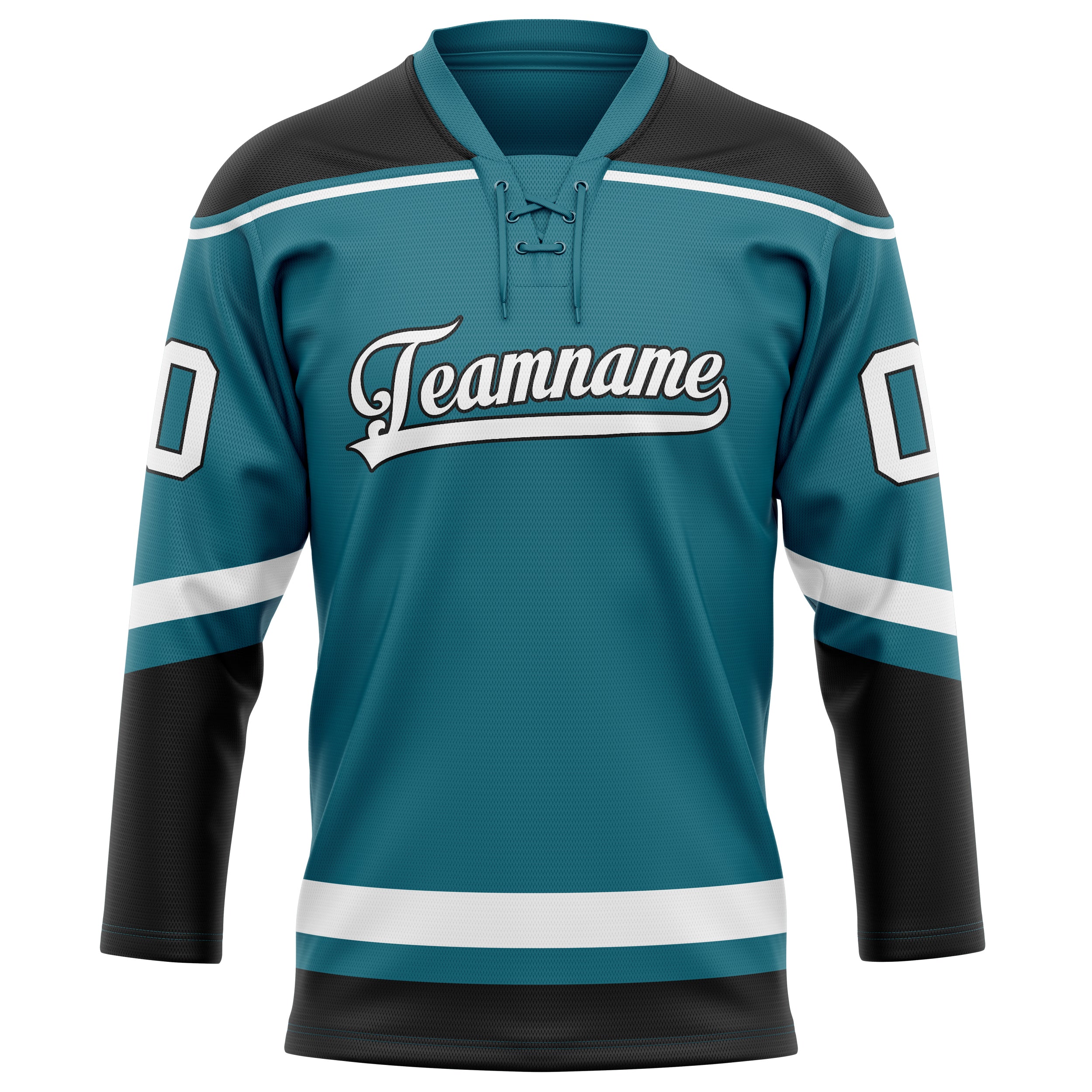 Personalized Teal & Black Solid Colour Hockey Jersey