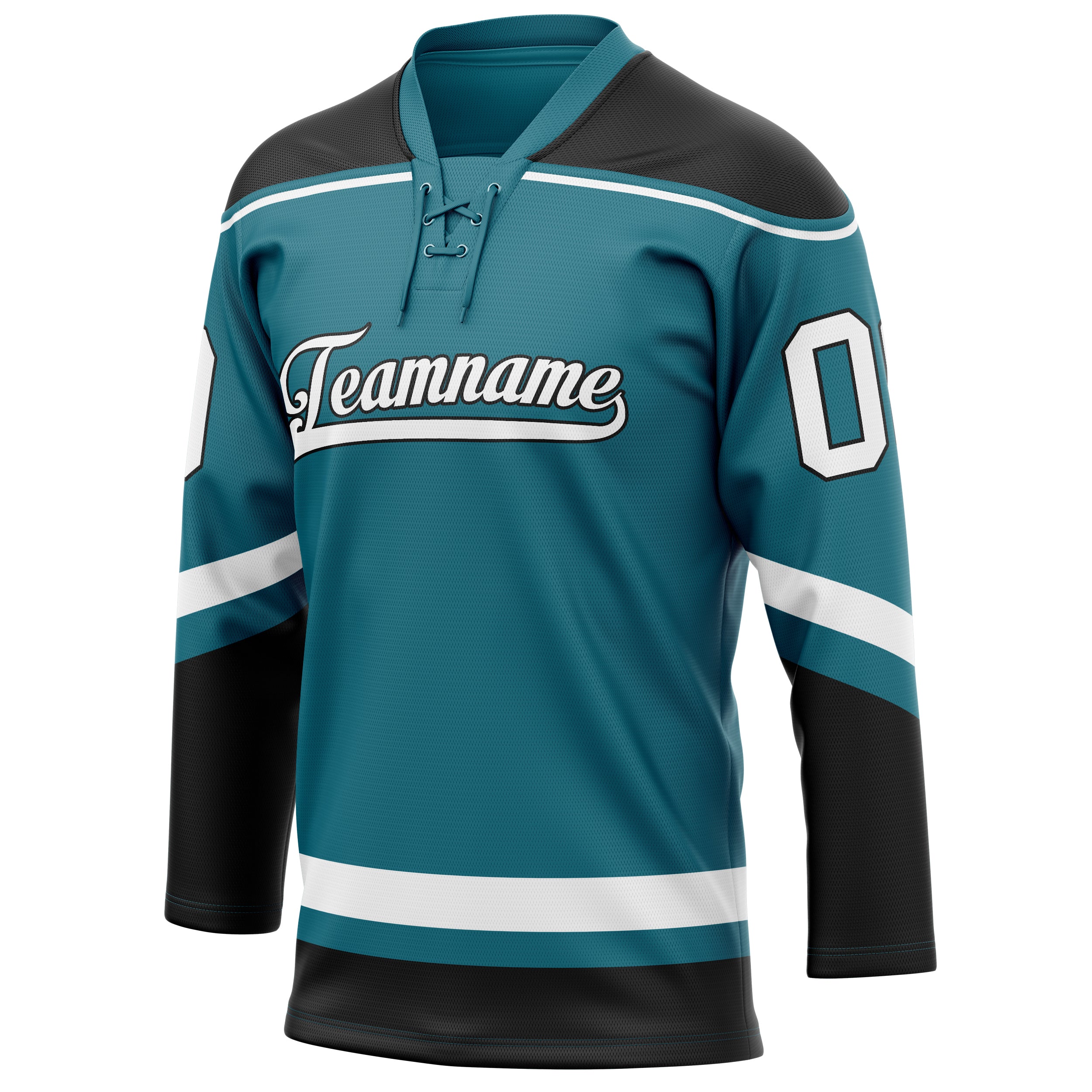 Personalized Teal & Black Solid Colour Hockey Jersey