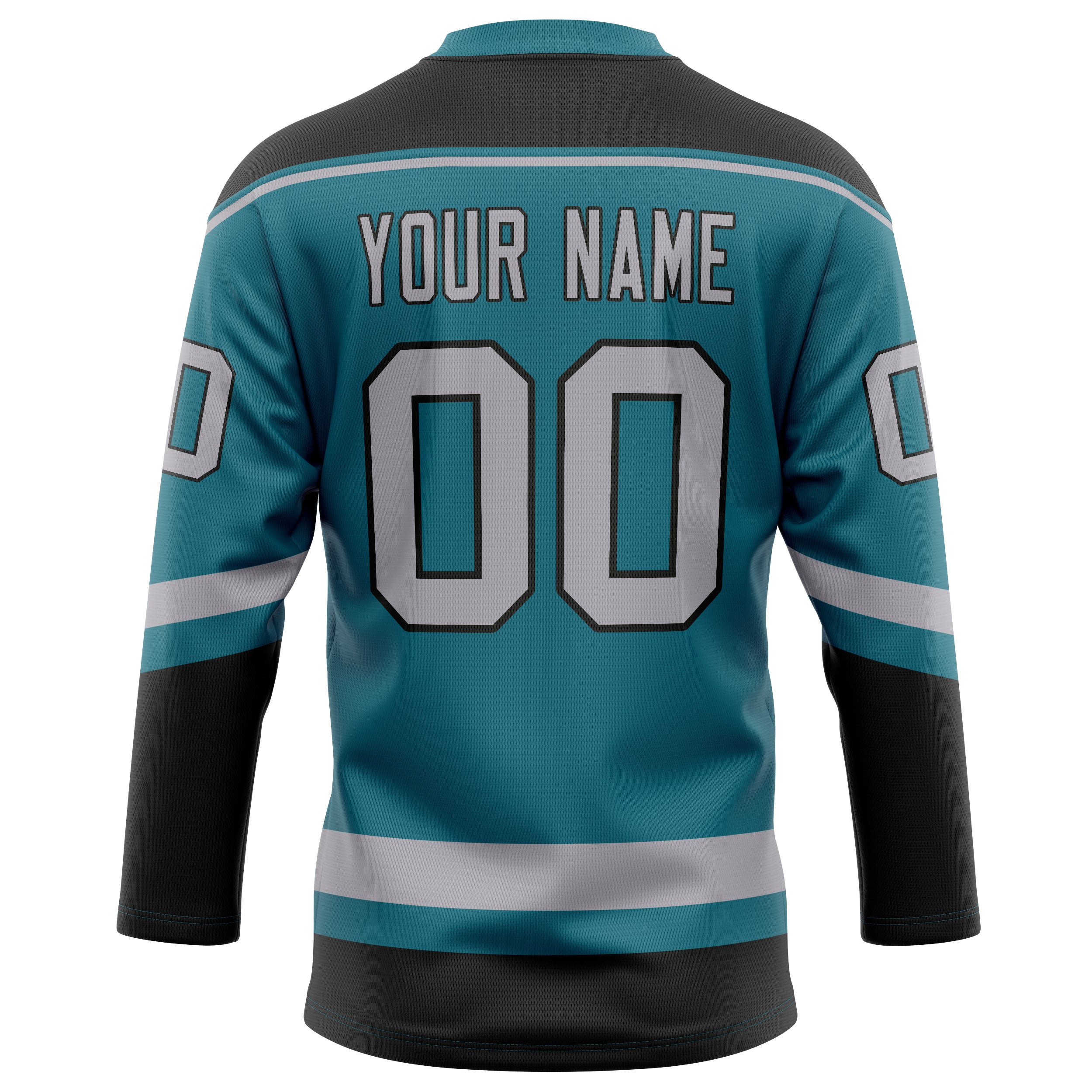 Personalized Teal & Black Solid Colour Hockey Jersey